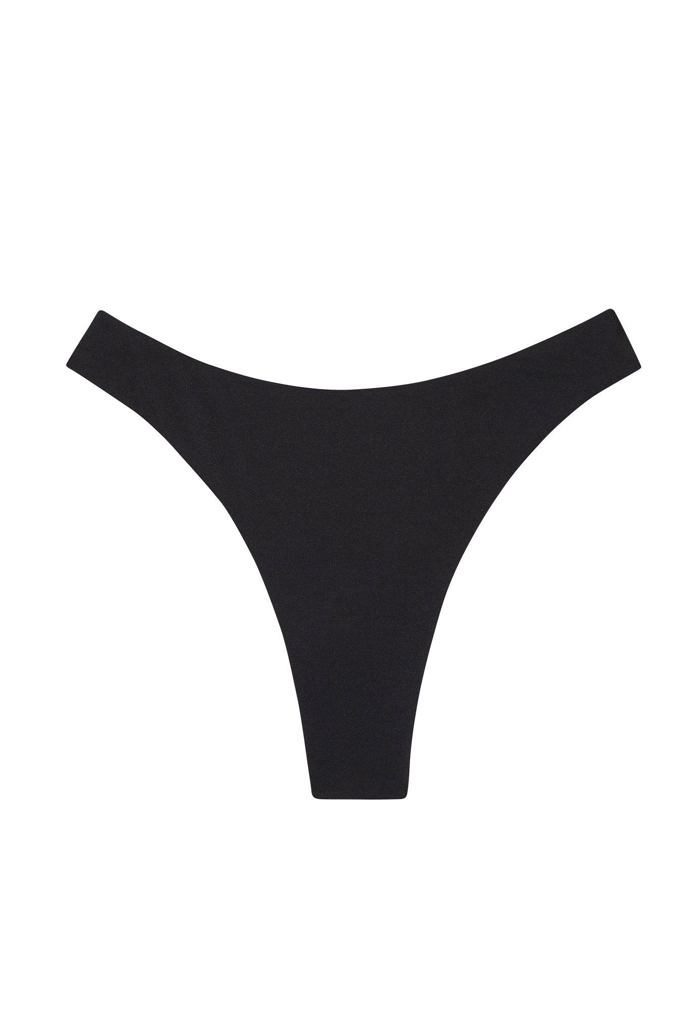Black seamless thong underwear on white background