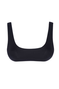 Front view of Cabo San Lucas Top in black showcasing scoop neckline, wide straps and smooth seamless fabric on white background