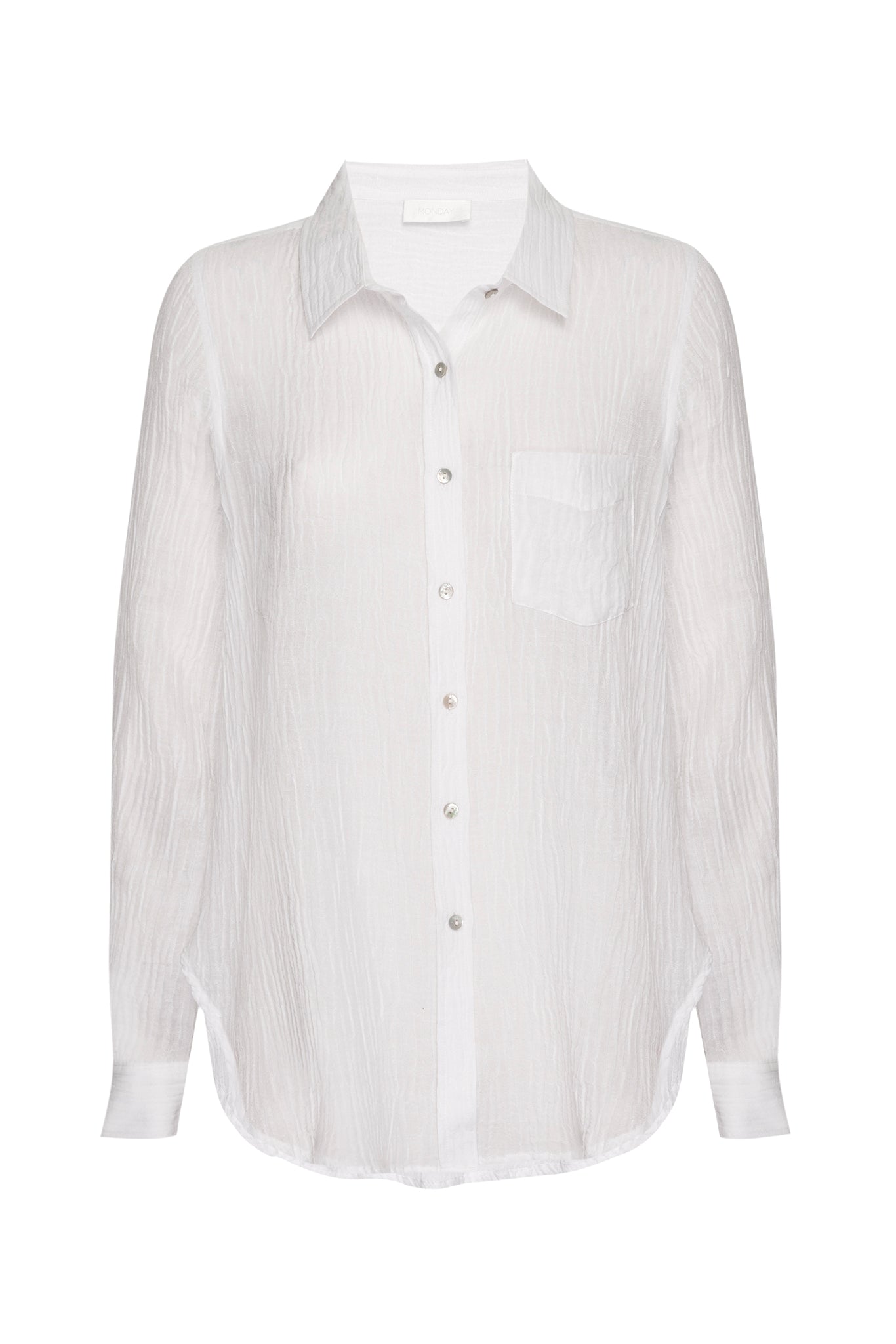 Monaco Shirt - White Crinkle Linen – Monday Swimwear