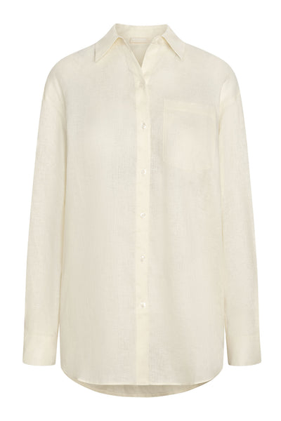 La Jolla Linen Shirt - Ivory Linen – Monday Swimwear