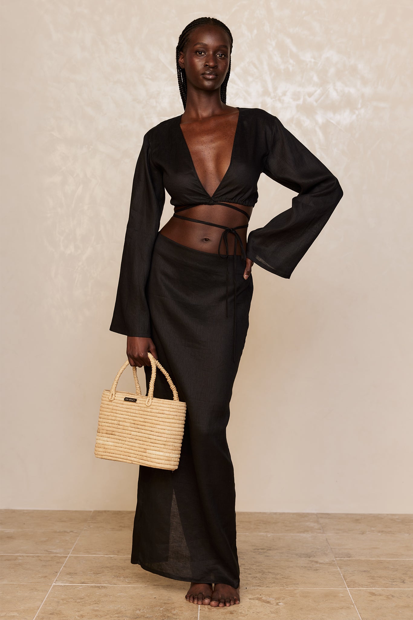 Azores Top - Black Linen