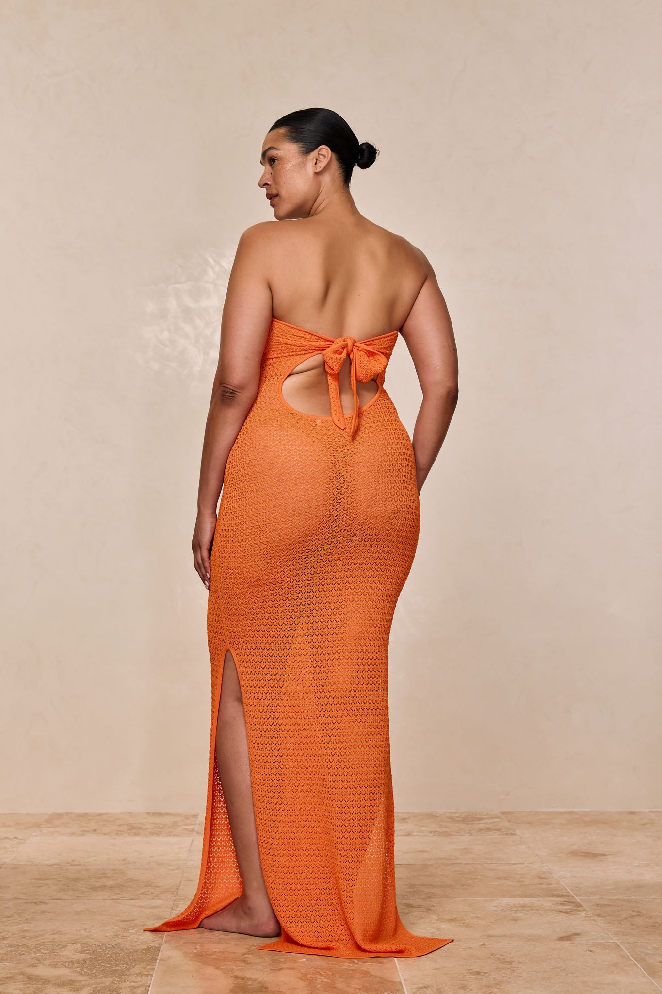 Montego Bandeau Dress - Tangerine Lace Crochet
