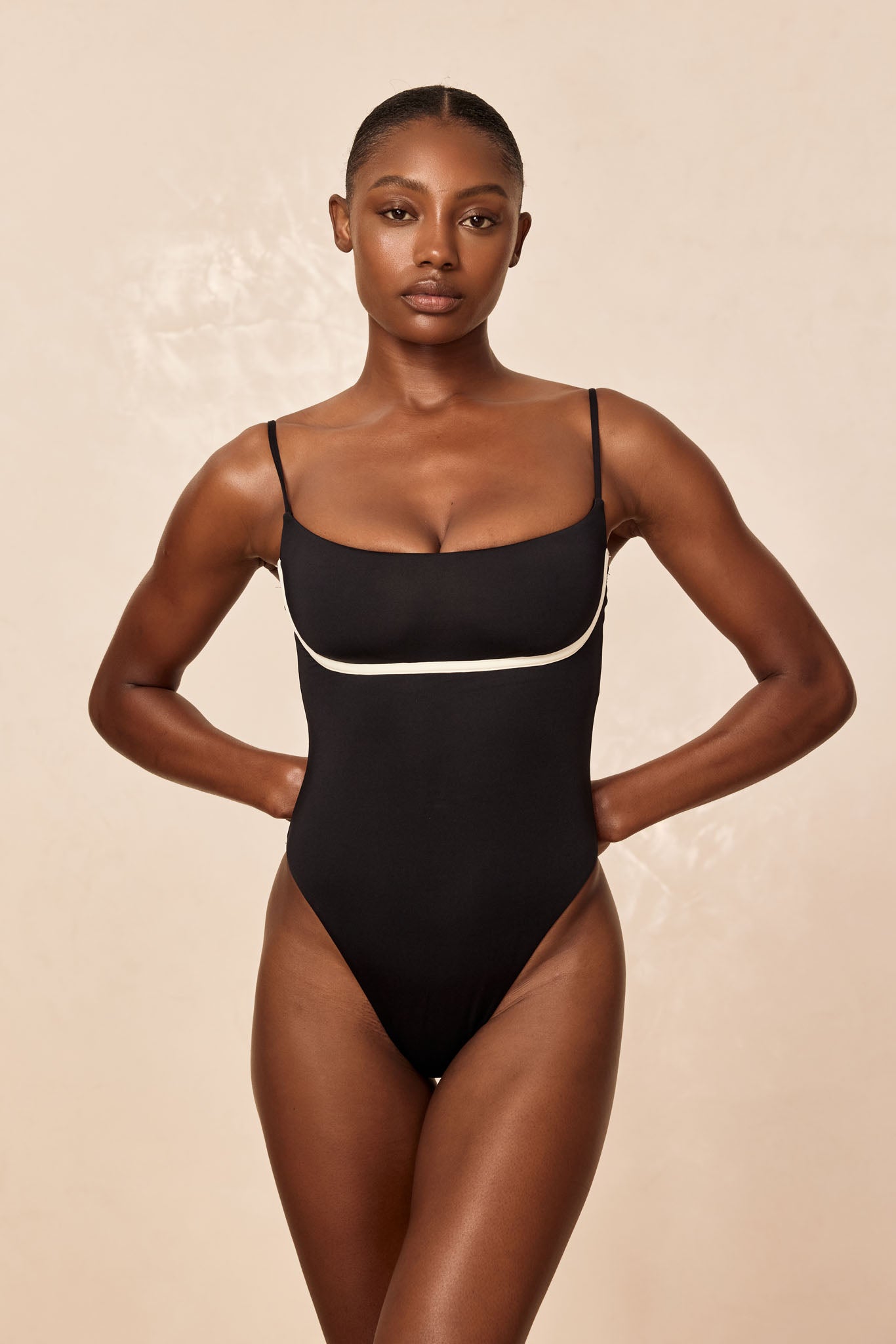 Sausalito One Piece - Black/Ivory – Monday Swimwear