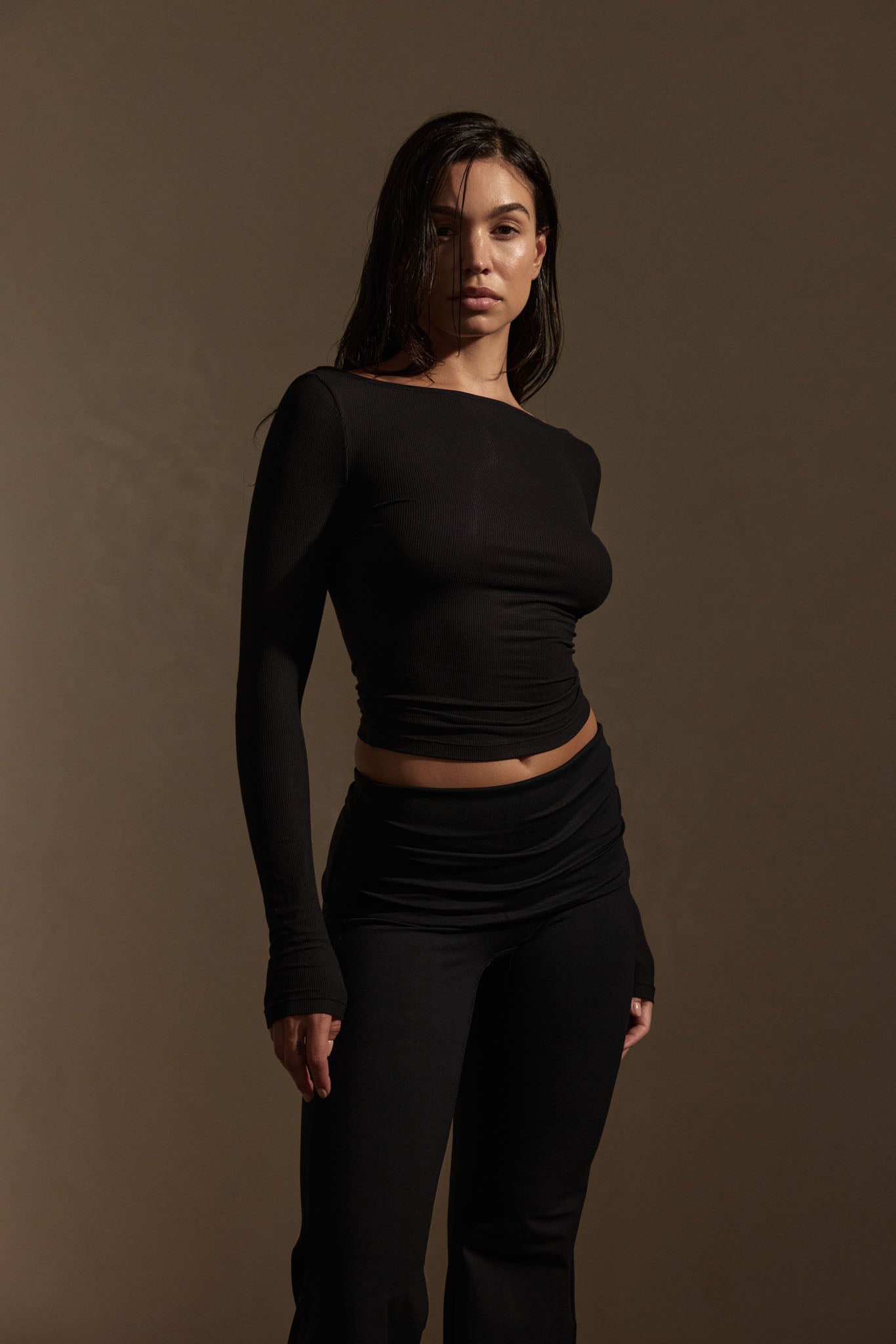 Paddington Long Sleeve - Black Lightweight Rib