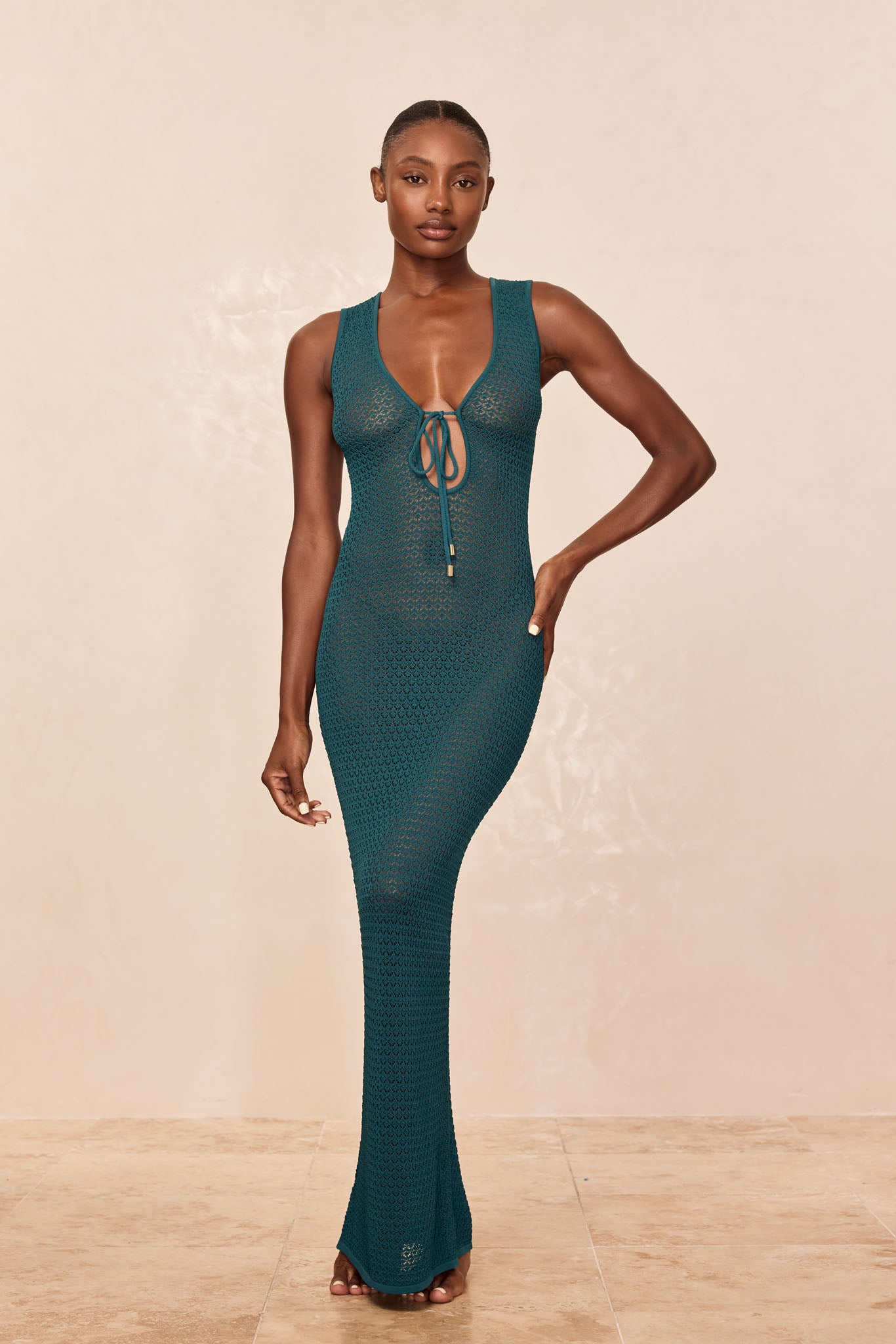 Monte Carlo Tie Dress - Evergreen Lace Crochet