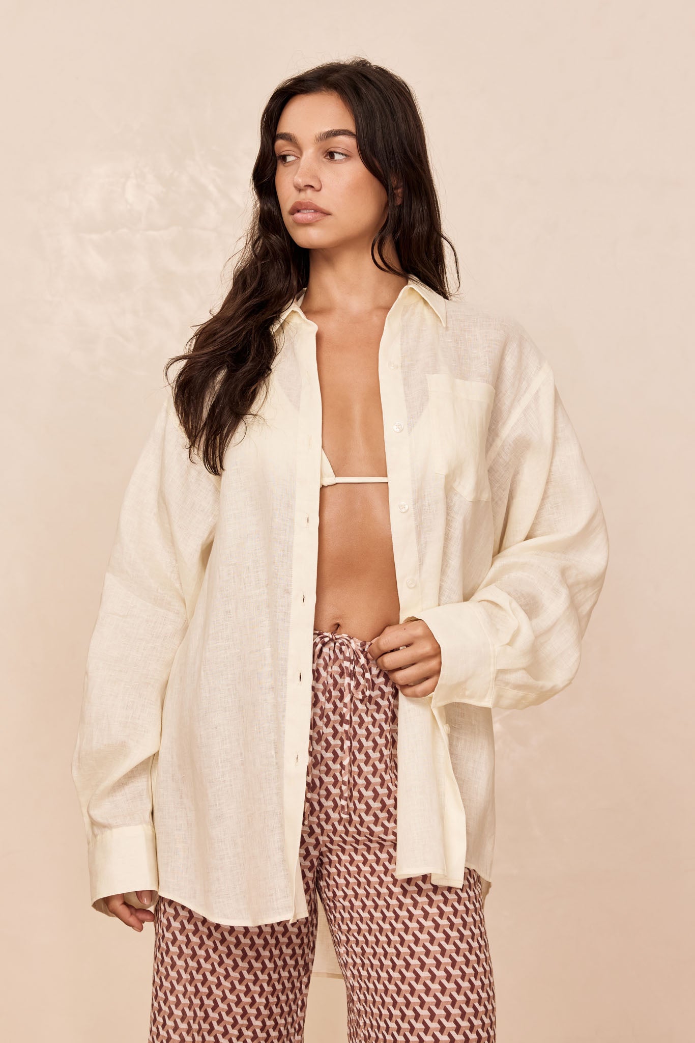 La Jolla Linen Shirt - Ivory Linen
