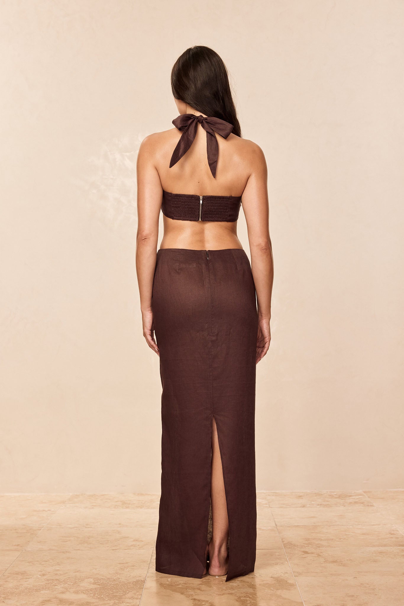 Fontelina Linen Skirt - Espresso Linen