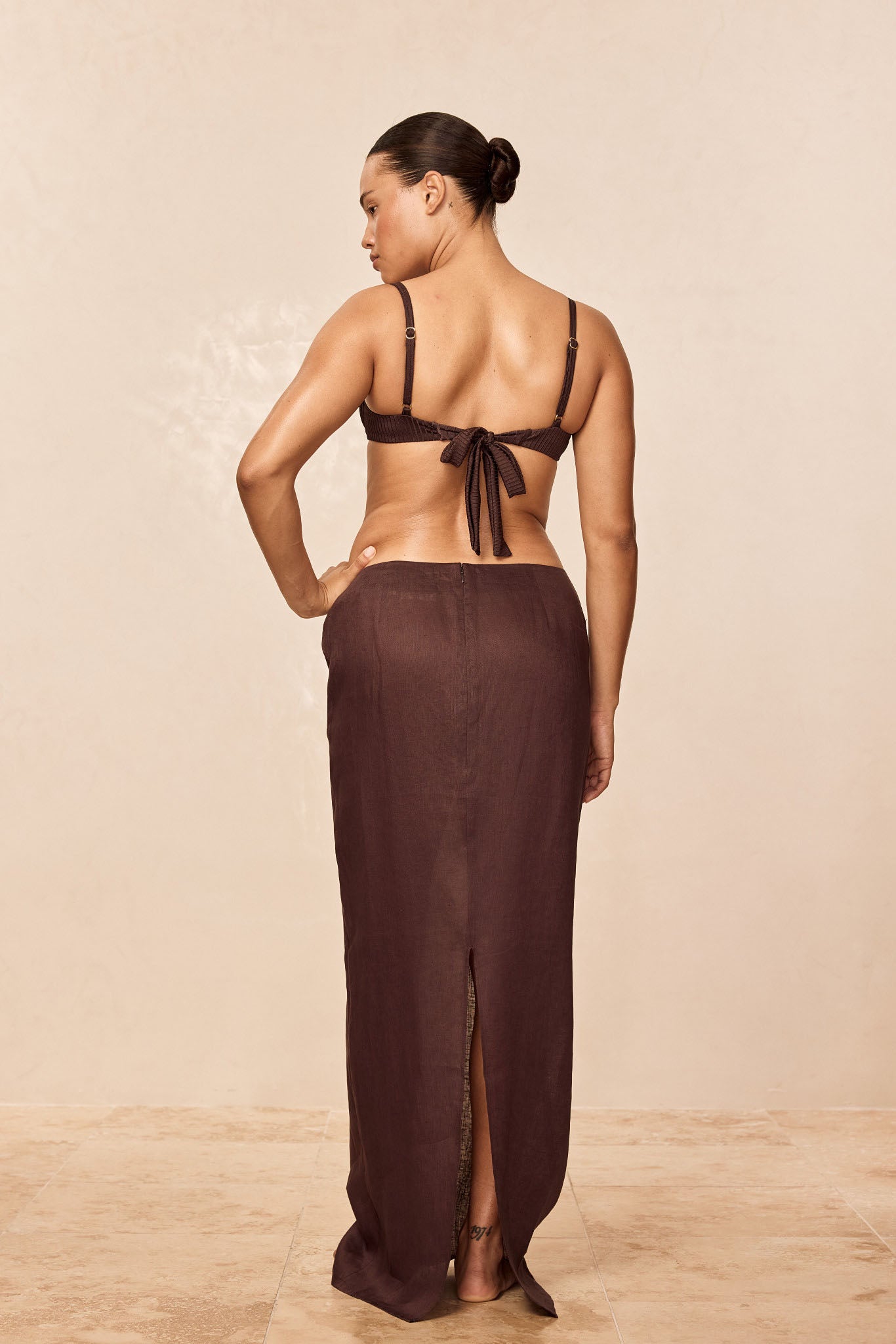 Fontelina Linen Skirt - Espresso Linen