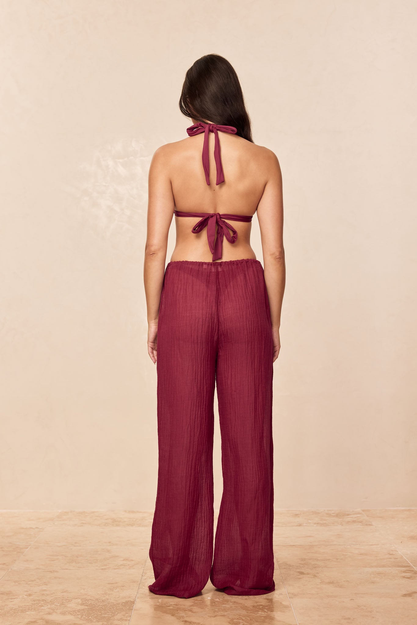 Belize Pant - Fig Crinkle Linen