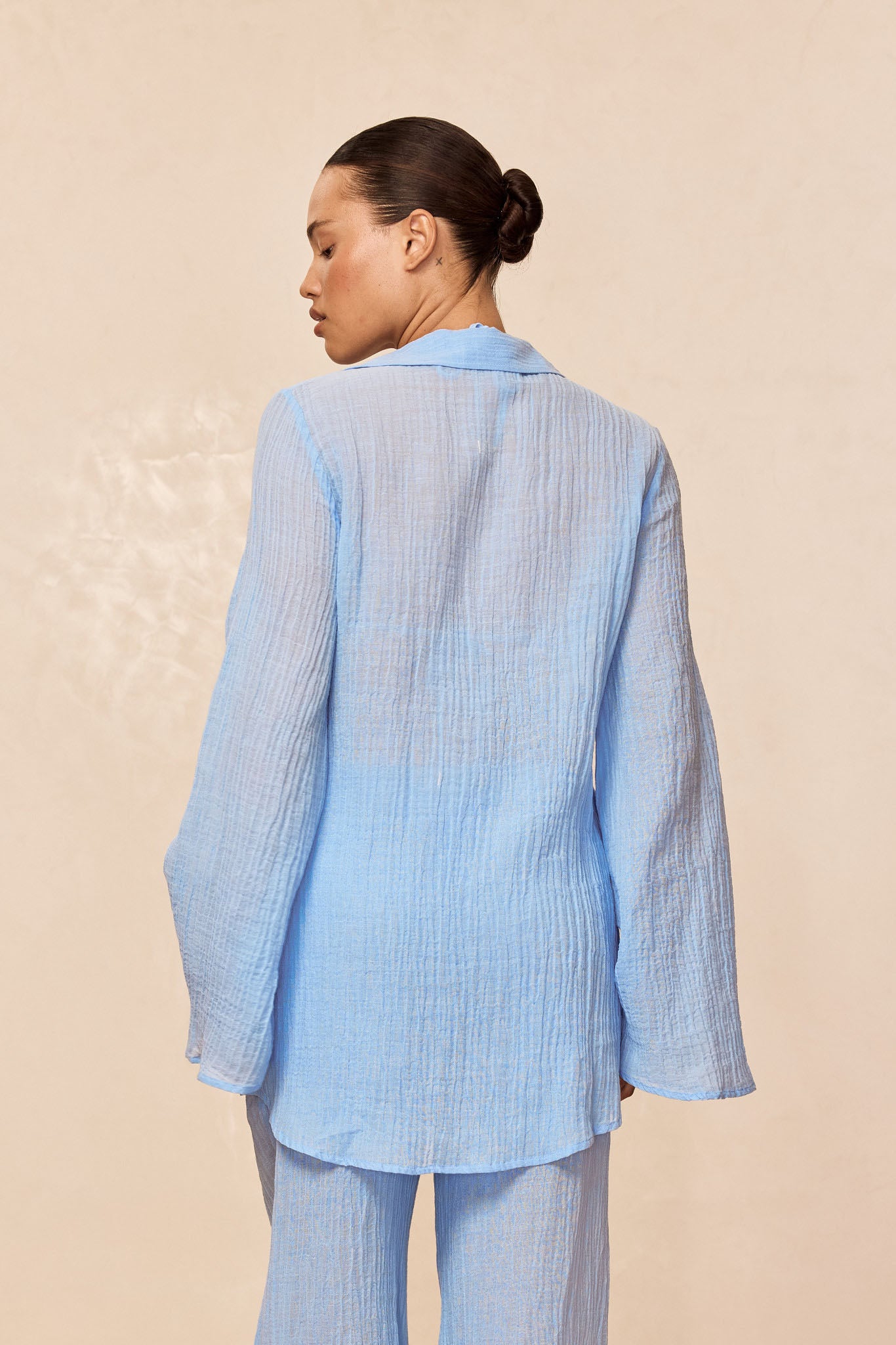 Grenada Tunic - Sky Crinkle Linen