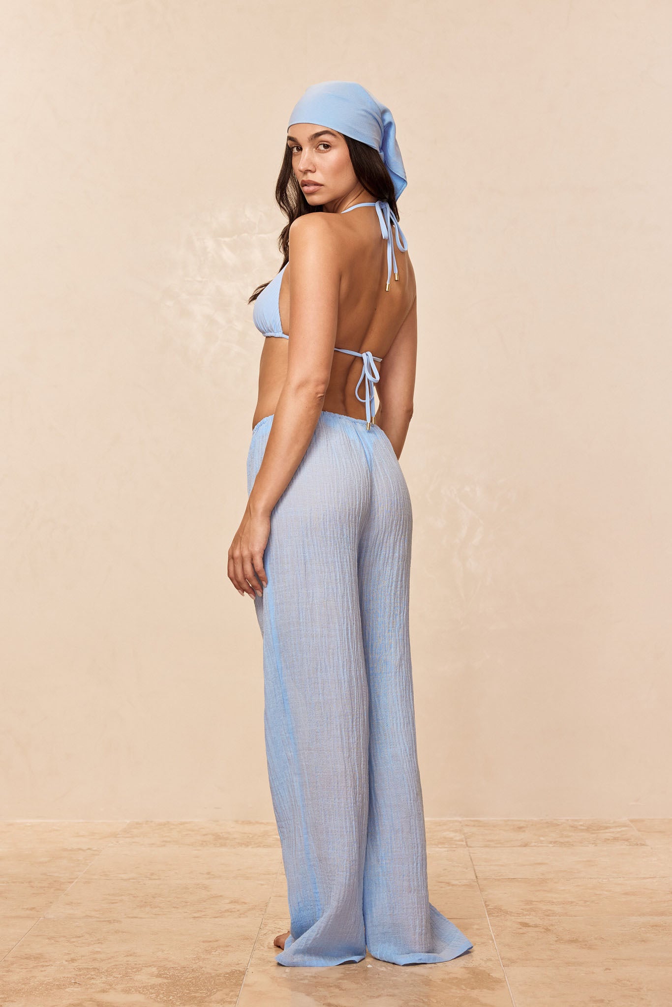Belize Pant - Sky Crinkle Linen