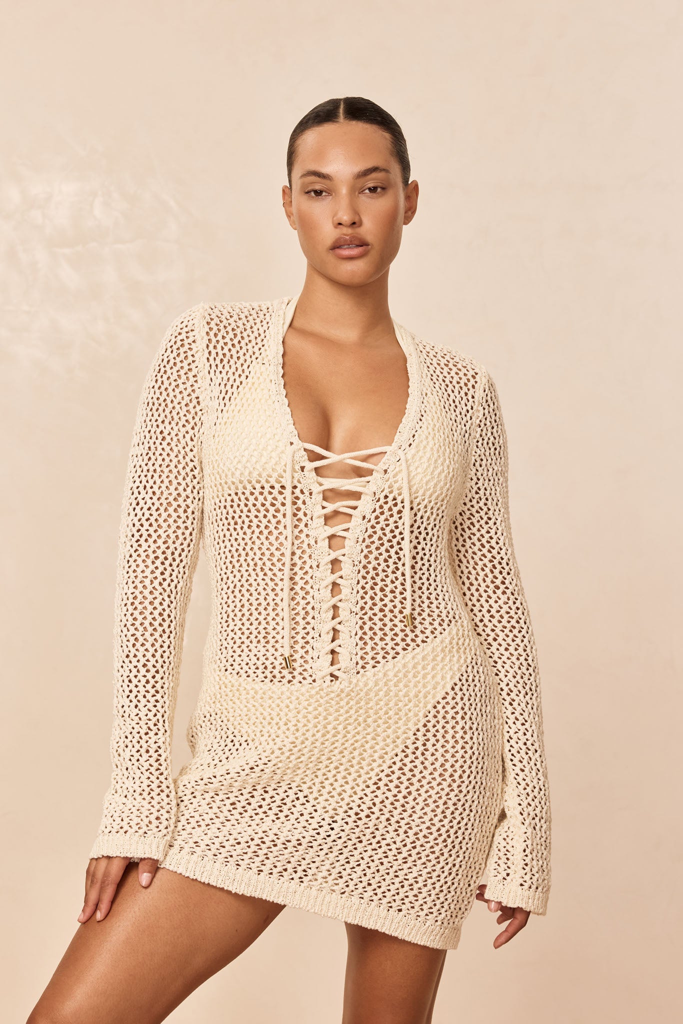 Corossol Mini Dress - Ivory Petit Crochet