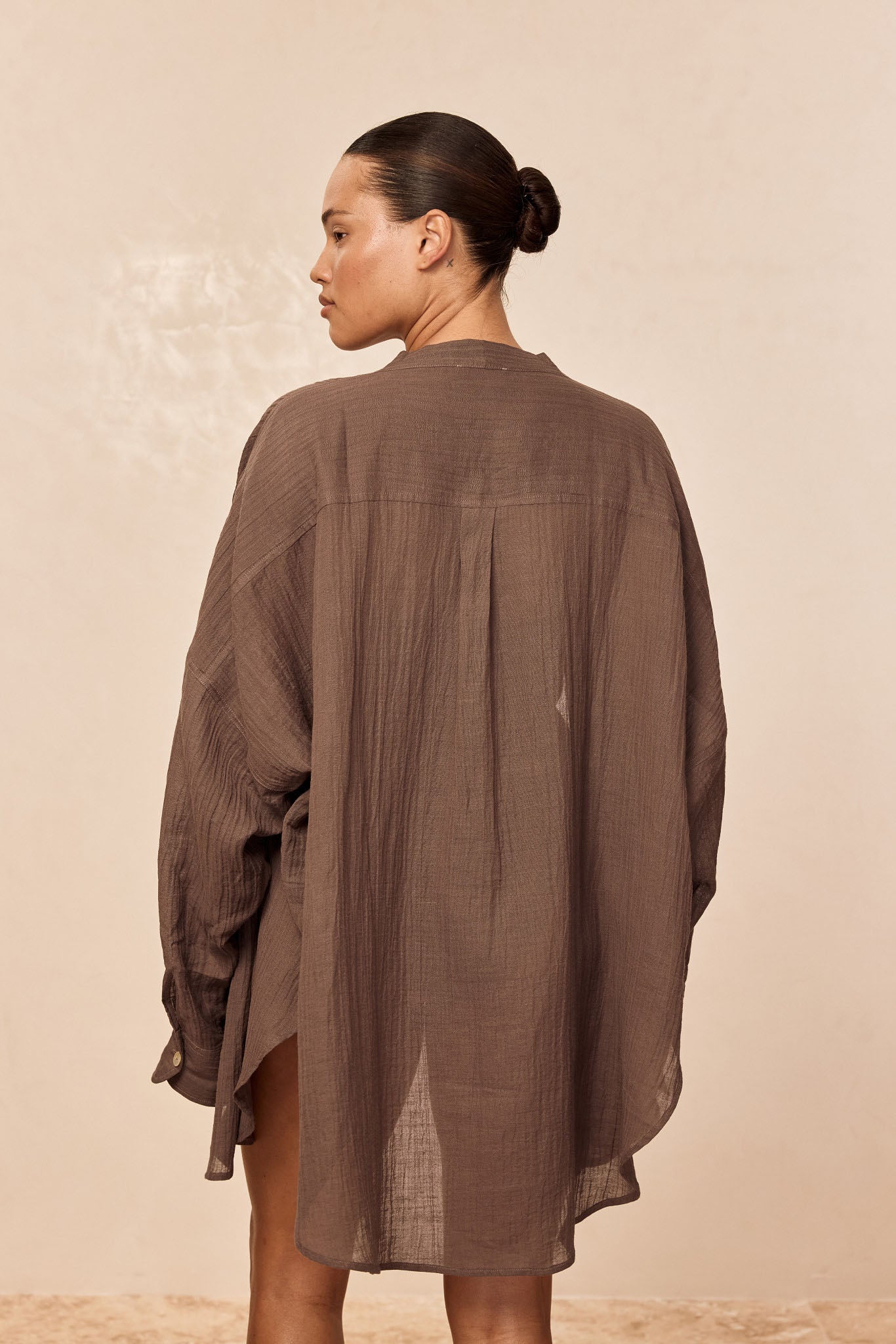 Barcelona Tunic - Stone Crinkle Linen