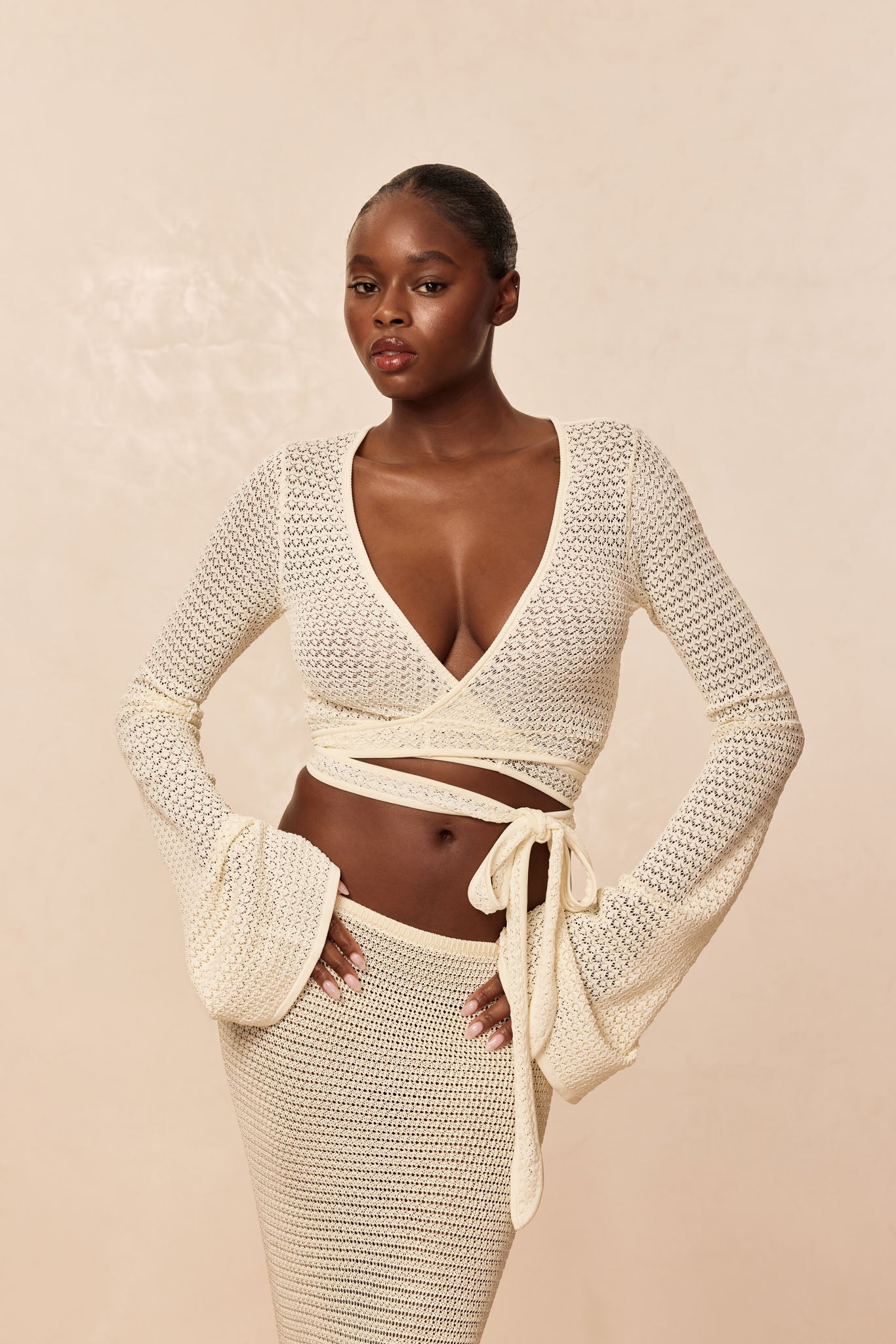 Madrid Wrap Top - Ivory Lace Crochet – Monday Swimwear