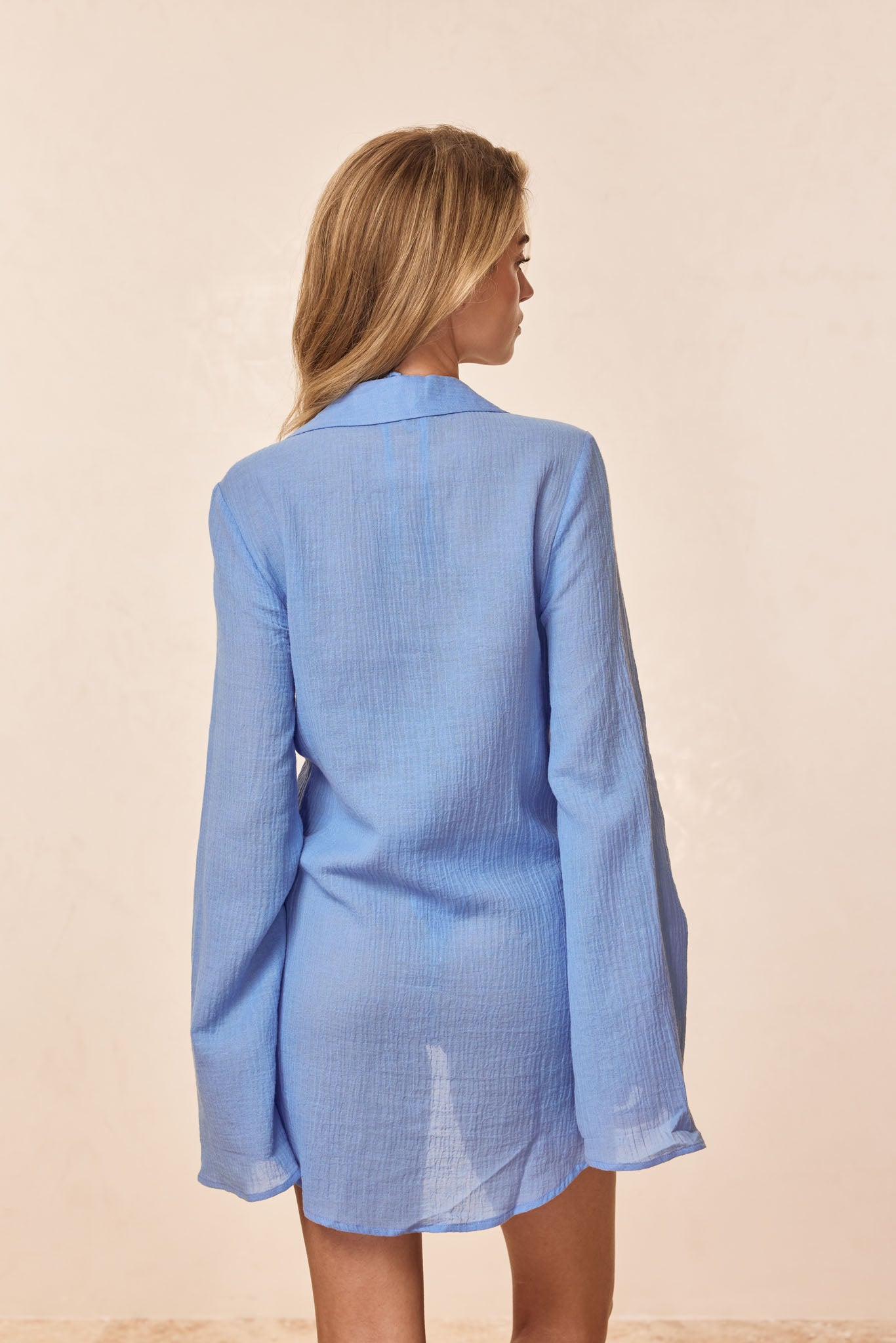 Grenada Tunic - Azure Crinkle Linen – Monday Swimwear