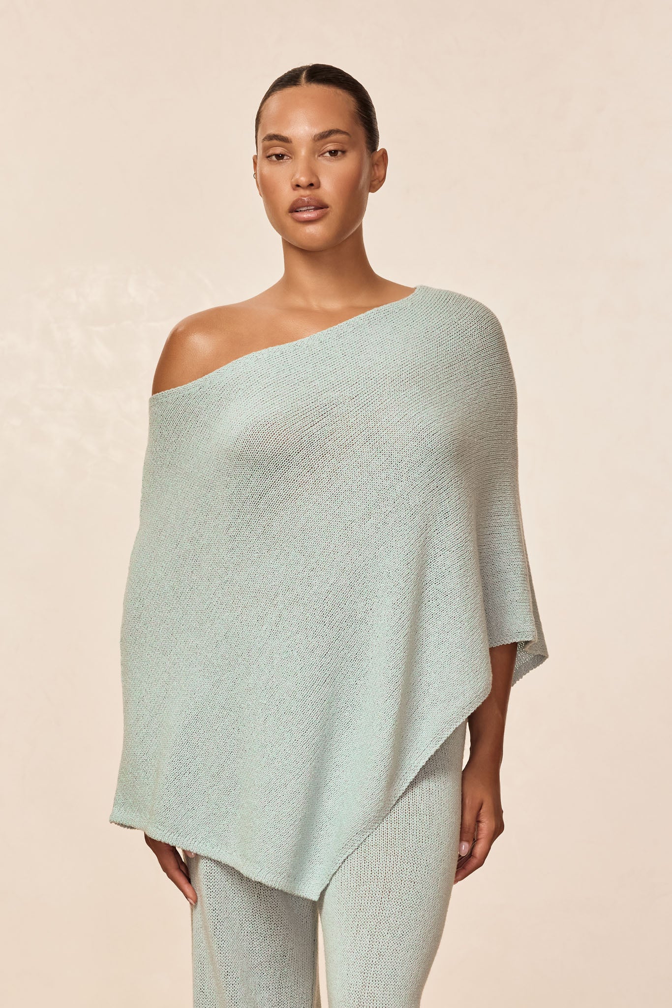 Dominica Poncho Open Knit - Light Slate