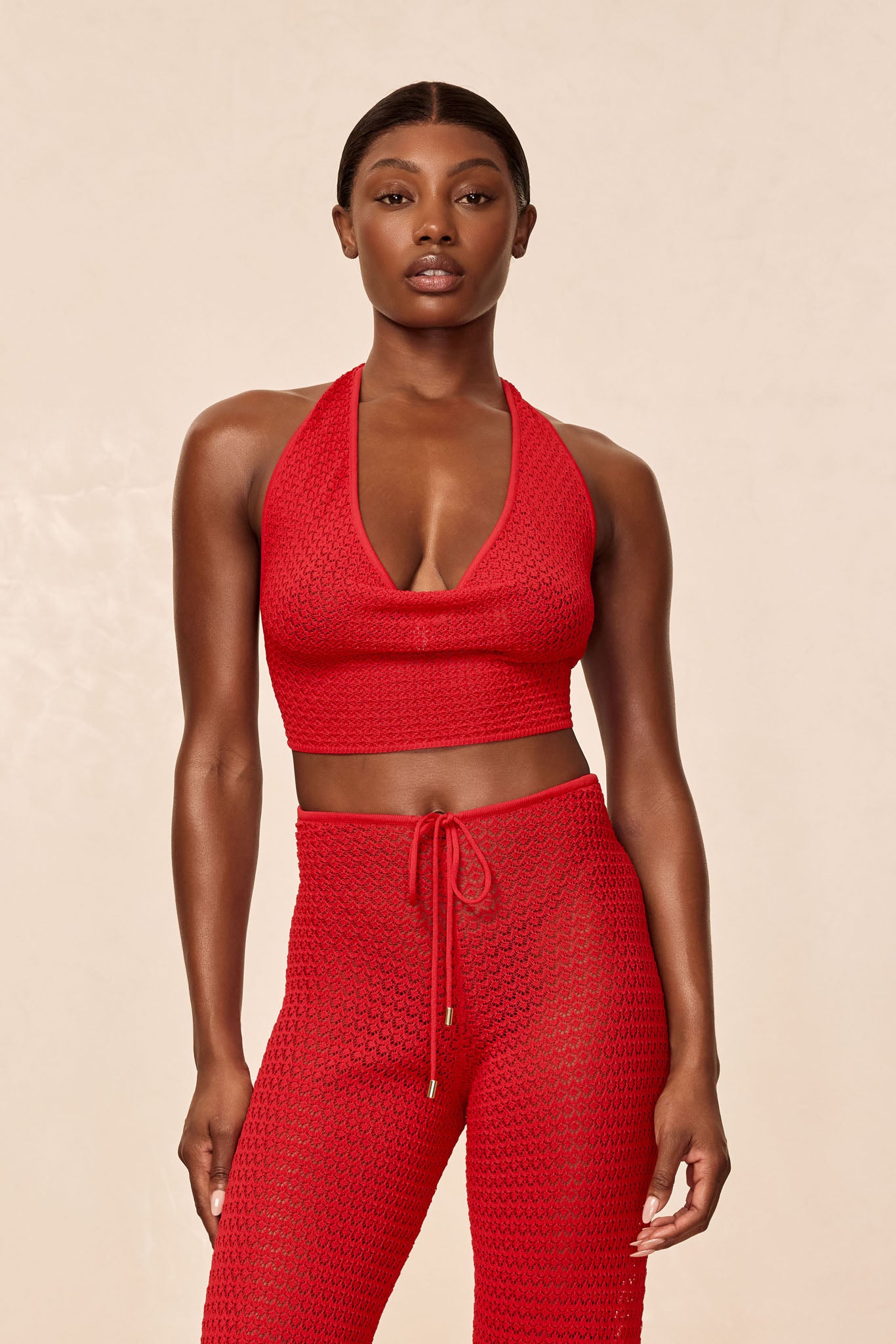 Bula Cowl Neck Top - Chili Pepper Lace Crochet
