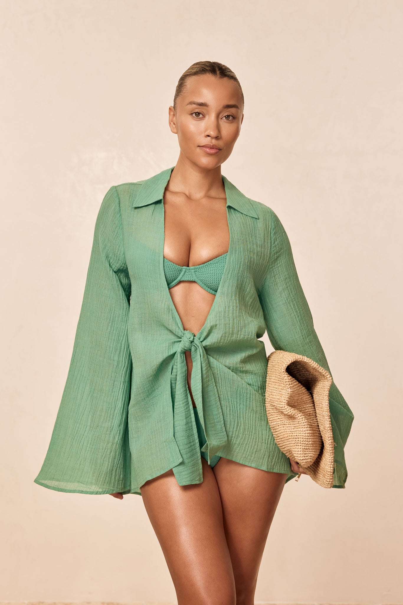 Grenada Tunic - Pond Crinkle Linen