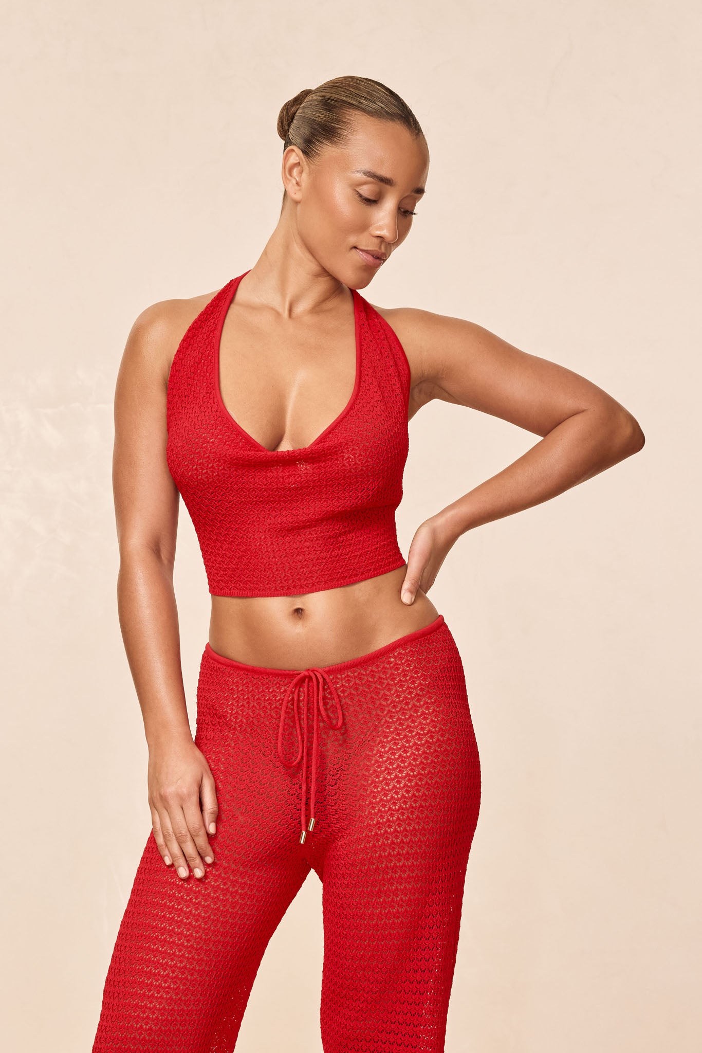 Bula Cowl Neck Top - Chili Pepper Lace Crochet