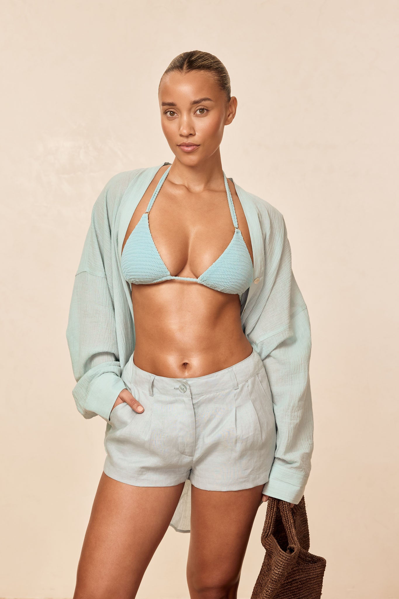 Casablanca Short - Light Slate Linen