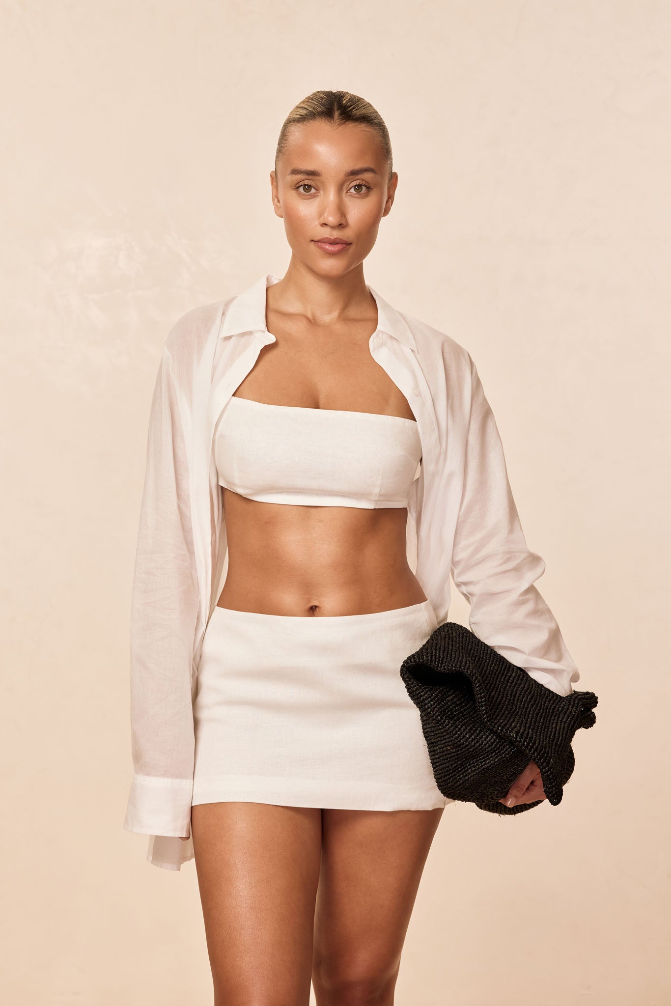 Fontelina Mini Skirt - White Linen