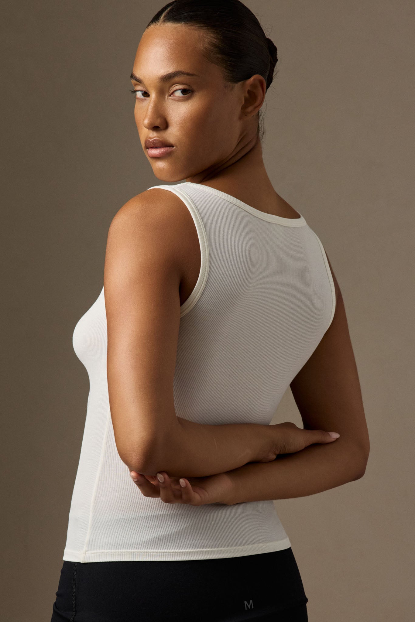 Tash Tank Long - Ivory Rib – Monday Swimwear