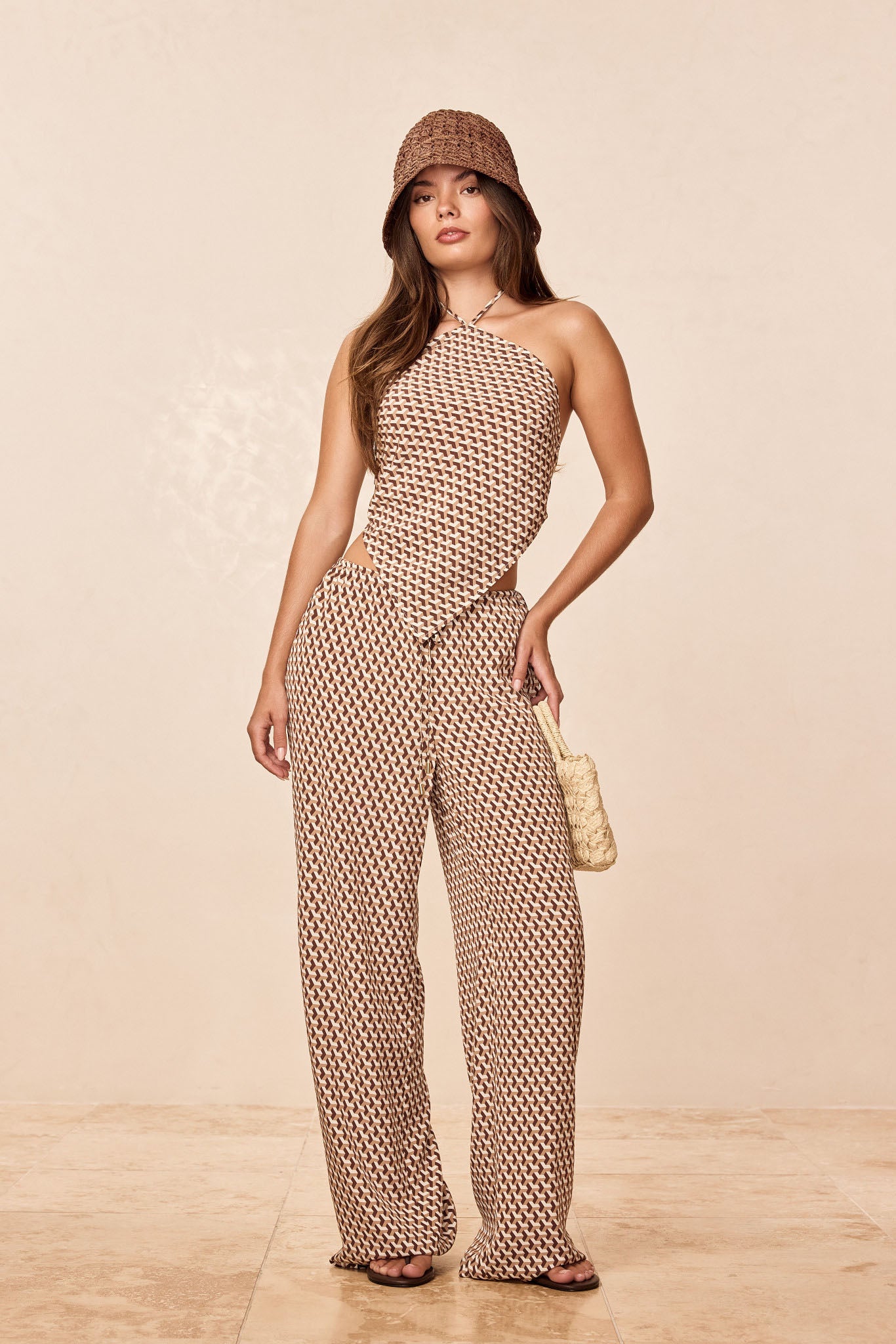 Belize Pant - Husk Geo Silk