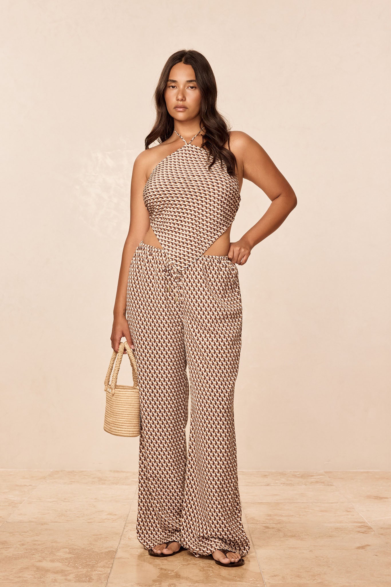 Belize Pant - Husk Geo Silk