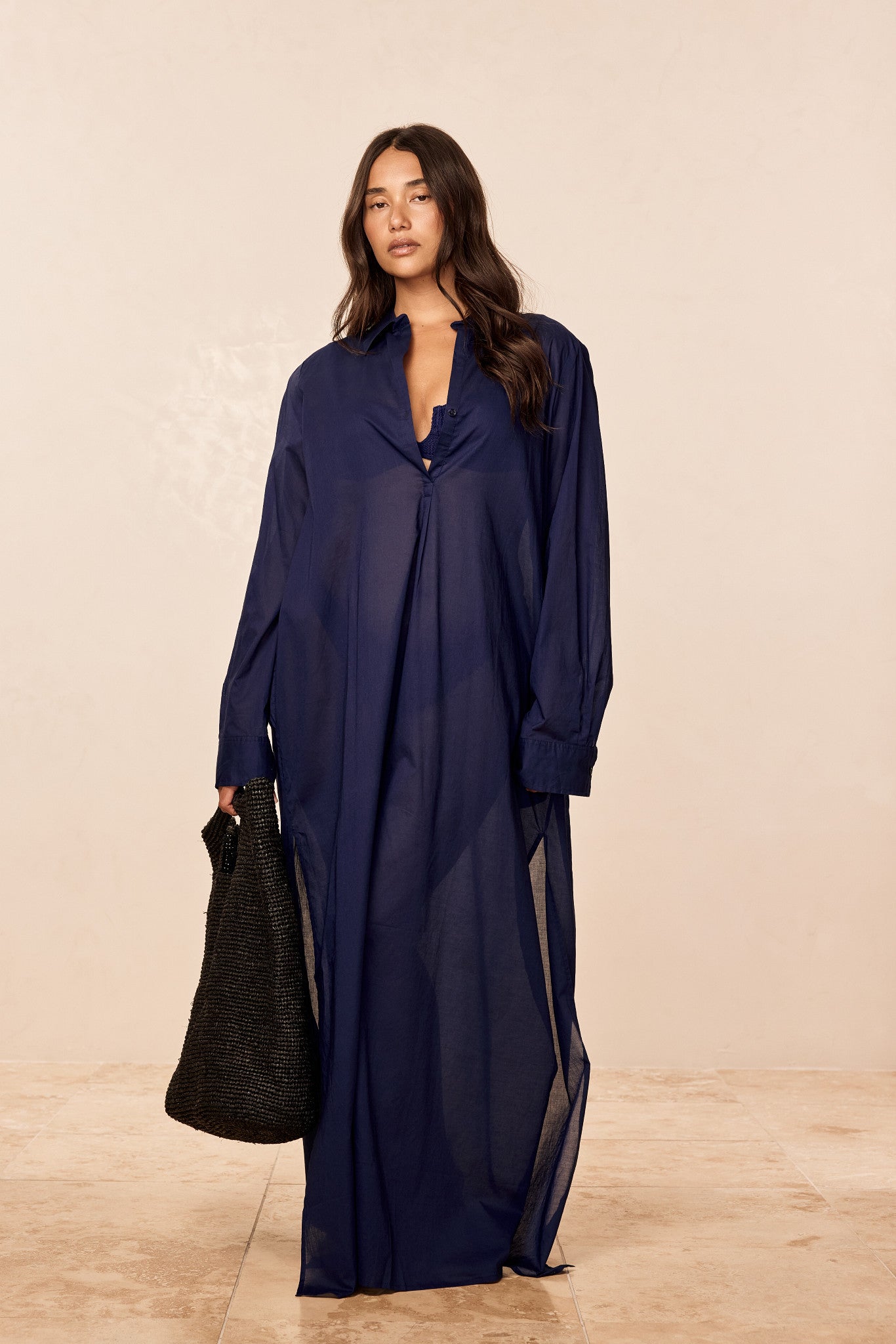 Kokomo Kaftan - Midnight Cotton Voile
