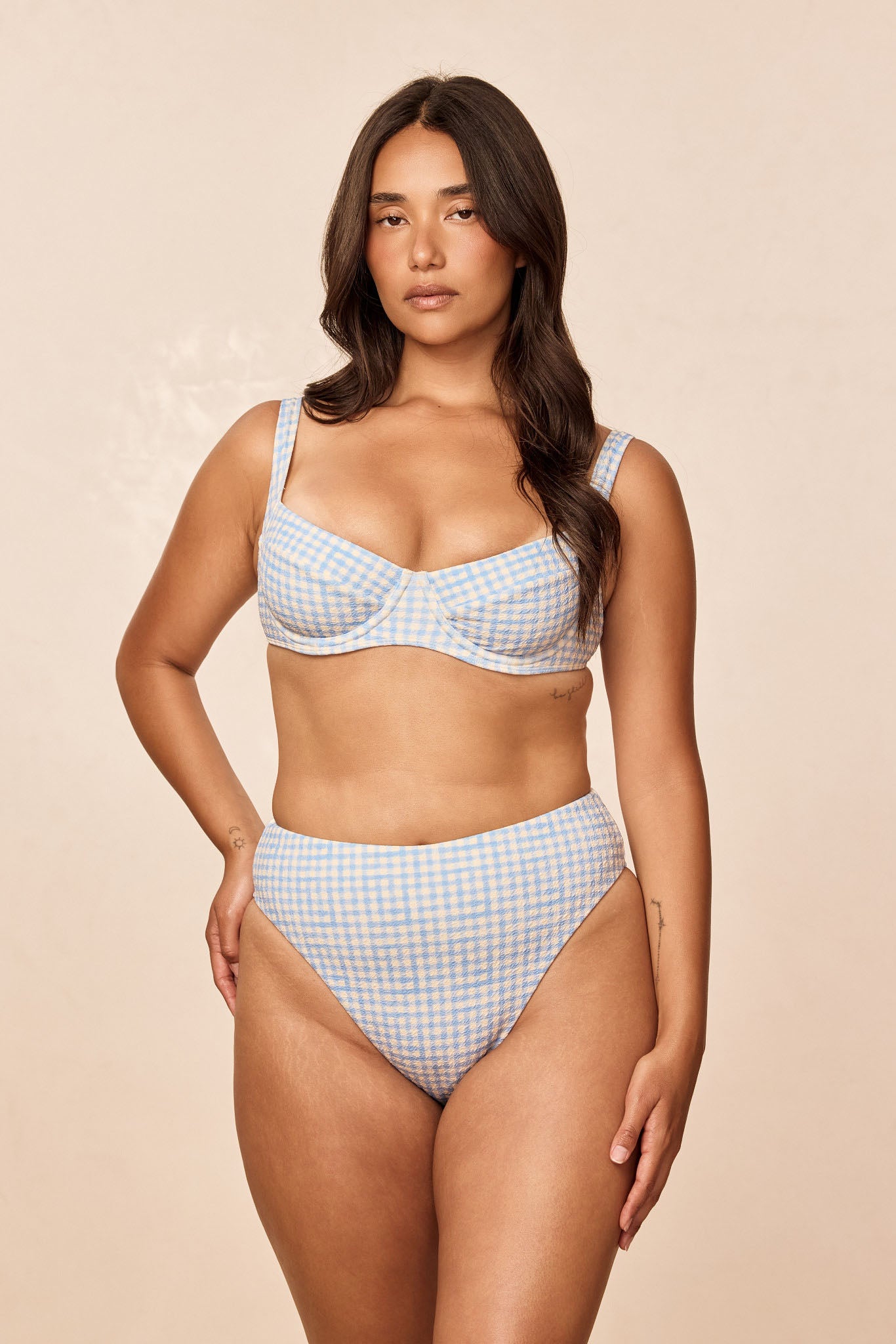 Sorrento Top - Sky Gingham