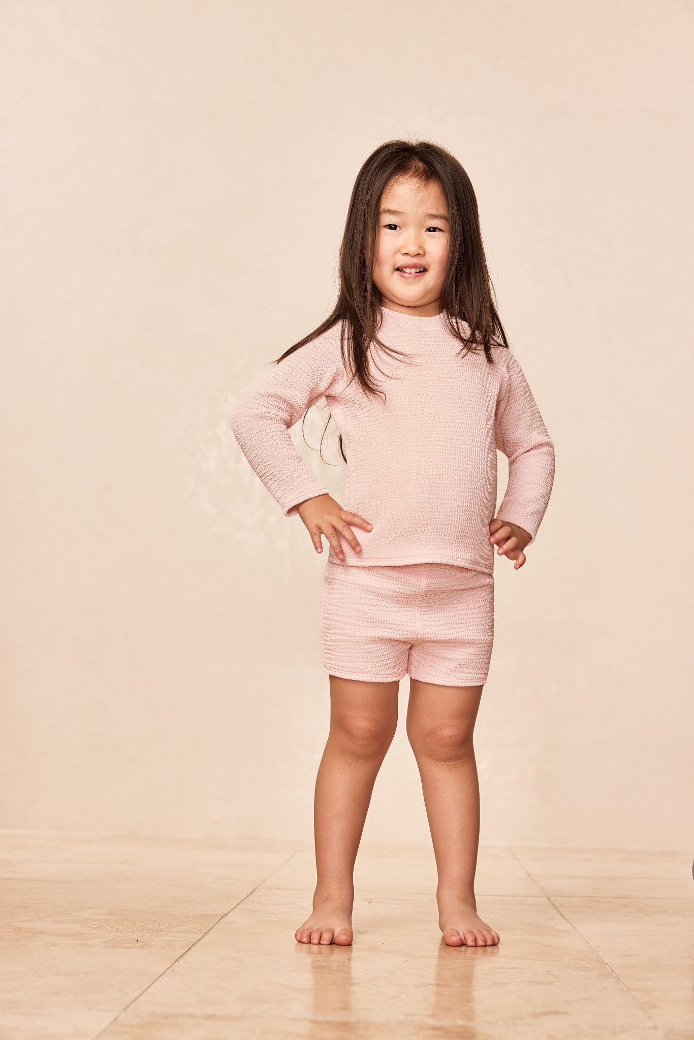 Bondi Rashguard Kids - Powder Pink Crinkle