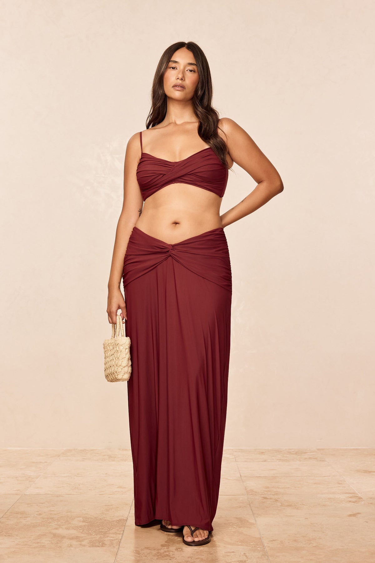 St. Croix Maxi Skirt - Deep Burgundy Tissue Jersey
