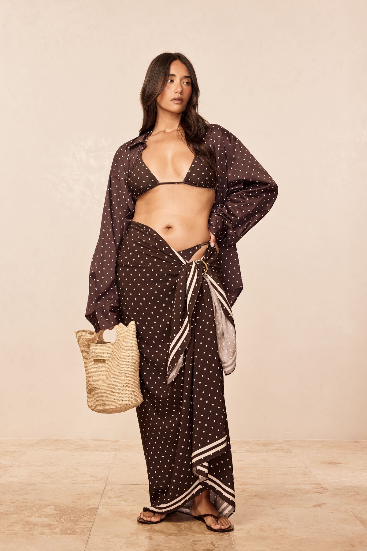 Marina Piccola Sarong - Espresso Dot