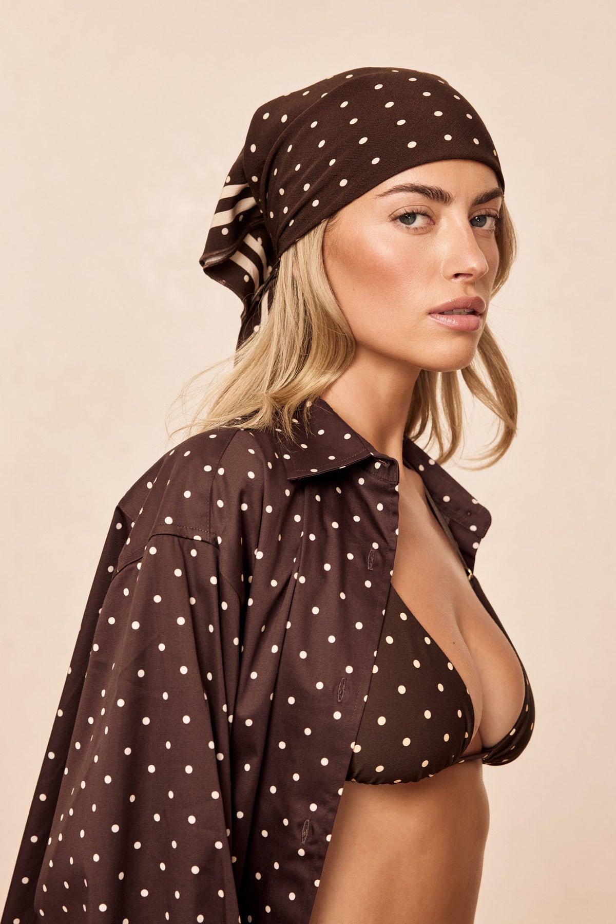 Monday Head Scarf - Espresso Dot