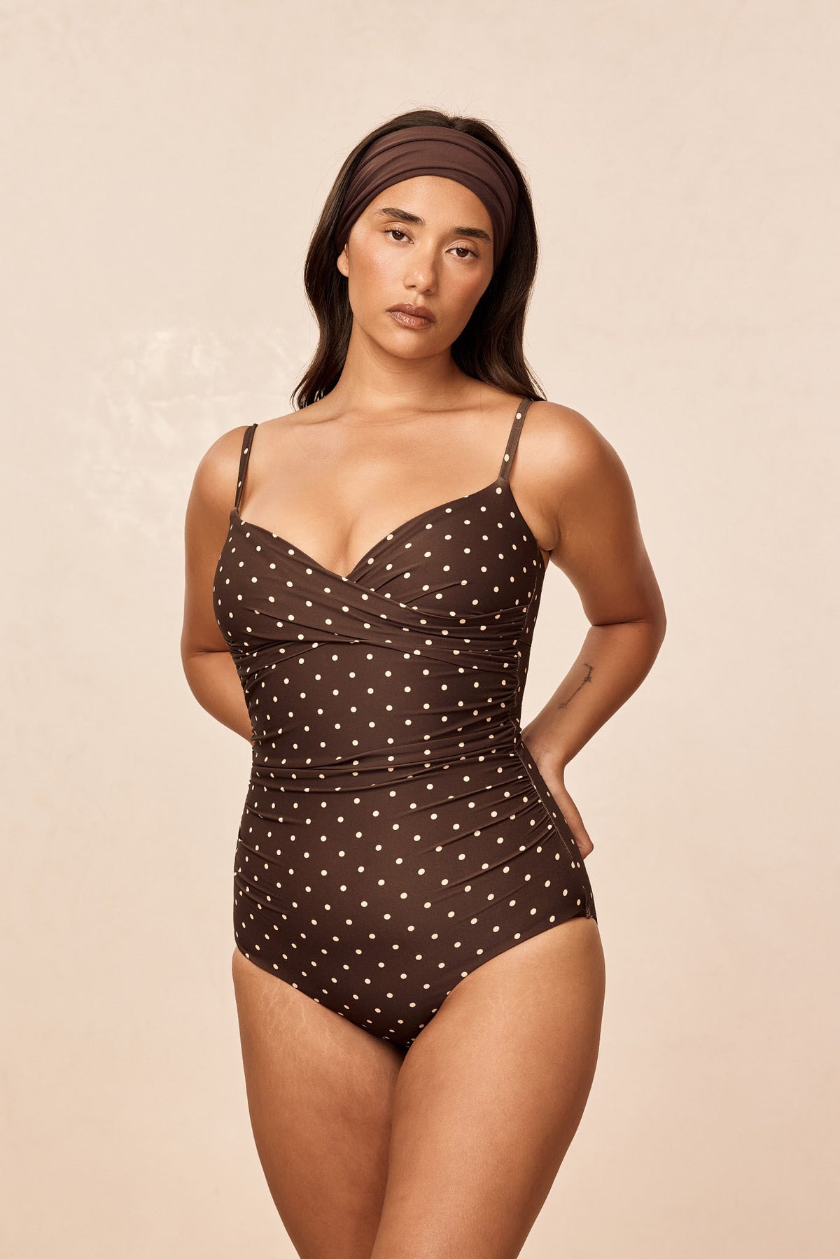 Bordeaux One Piece Full Coverage - Espresso Dot