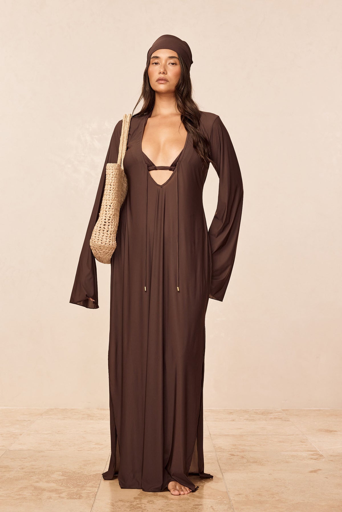 Marabella Kaftan - Espresso Tissue Jersey
