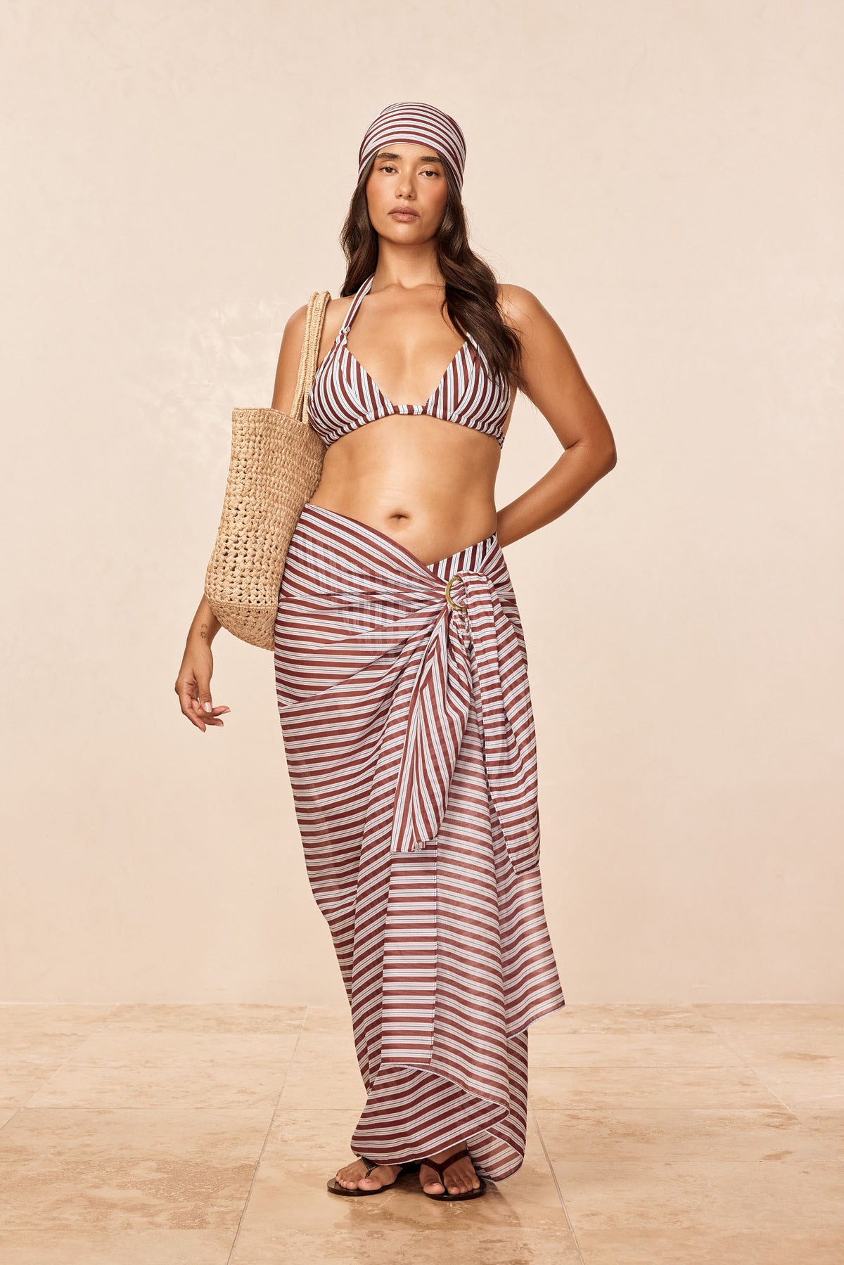 St. Tropez Sarong - Milano Stripe Cotton Voile
