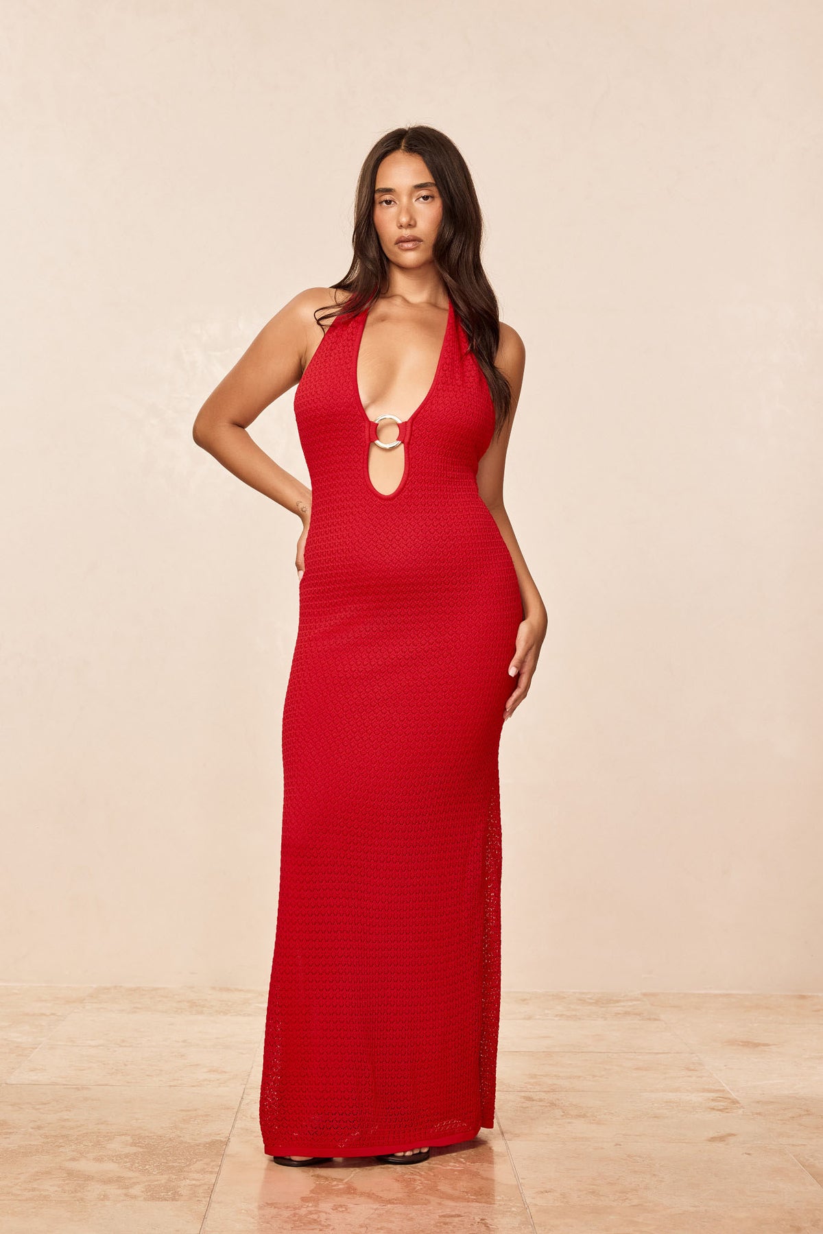 Montego Halter Dress - Chili Pepper Lace Crochet