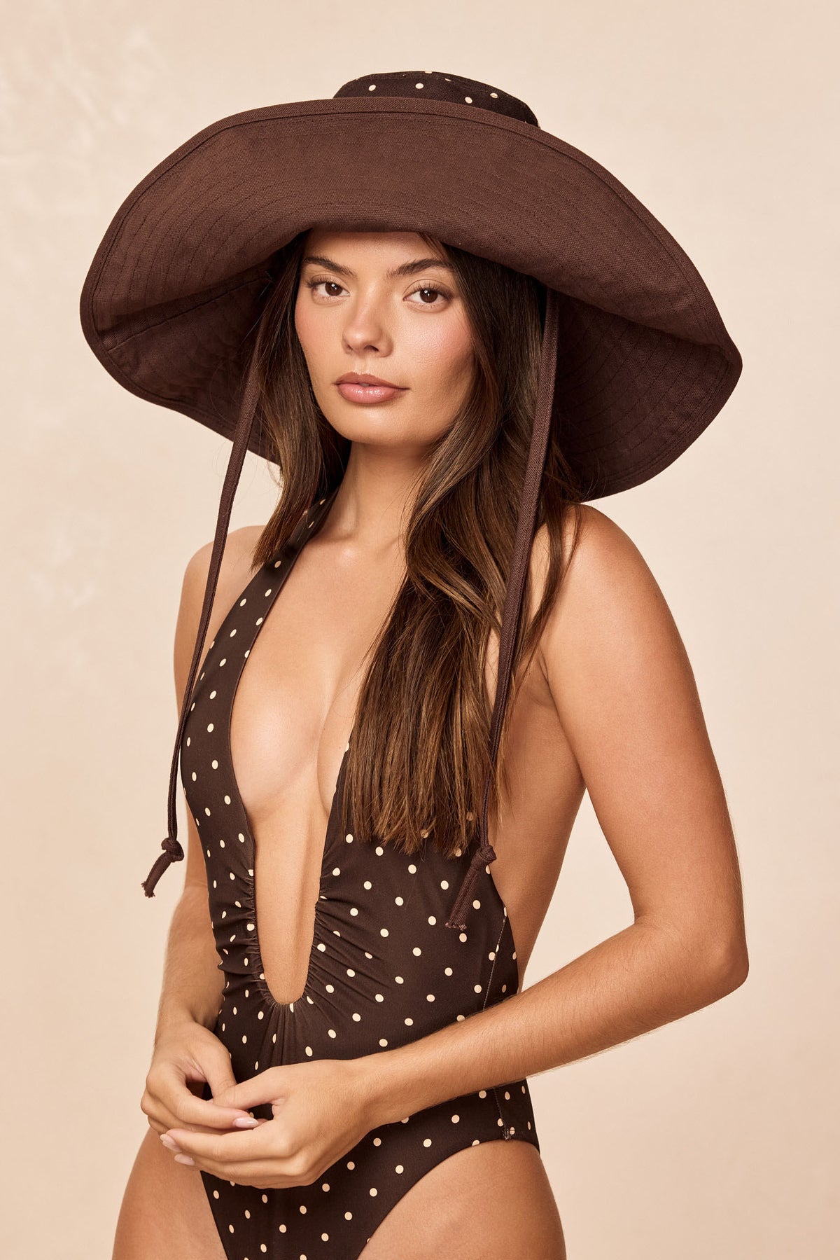 Panarea Reversible Hat - Polka Dot/Espresso