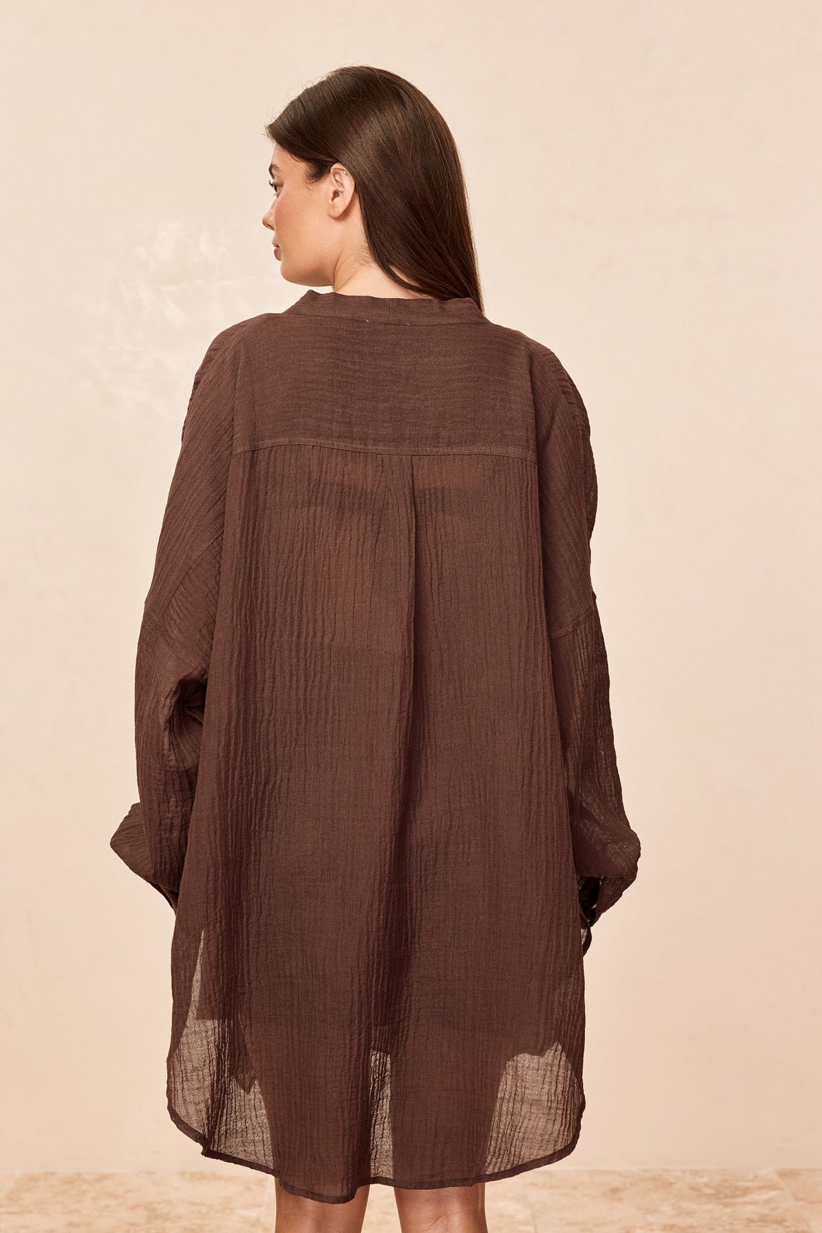 Barcelona Tunic - Espresso Crinkle Linen