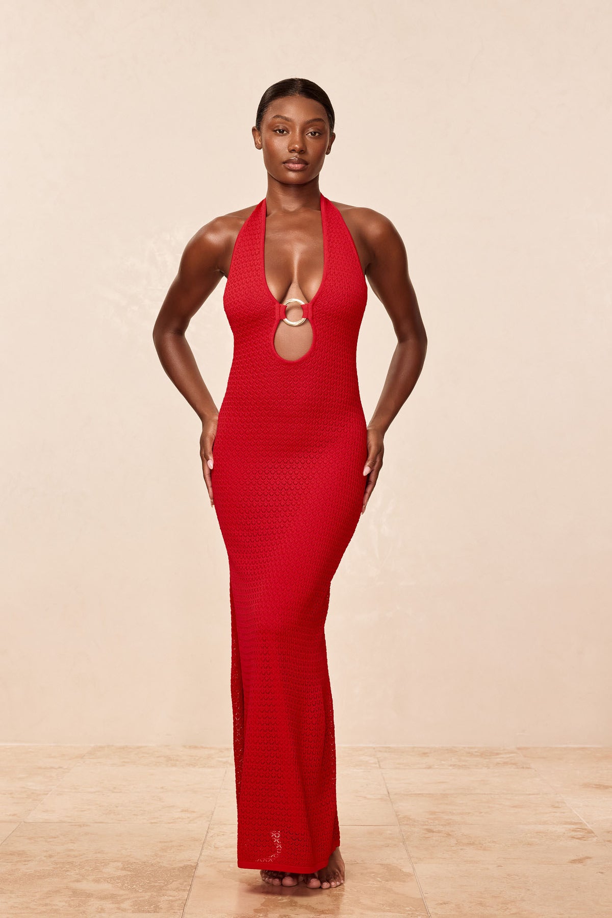 Montego Halter Dress - Chili Pepper Lace Crochet