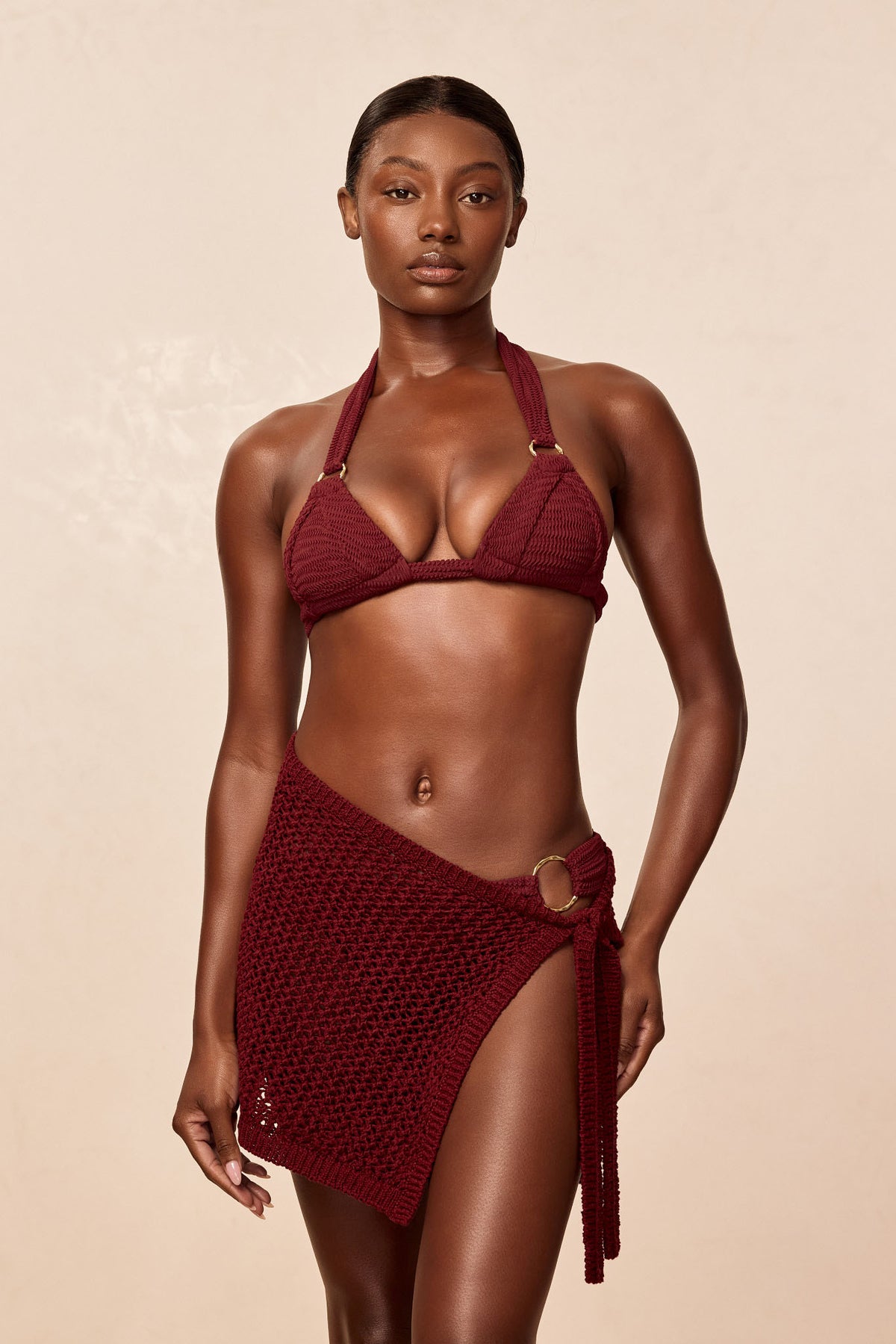 Santa Marta Sarong - Deep Burgundy Petit Crochet
