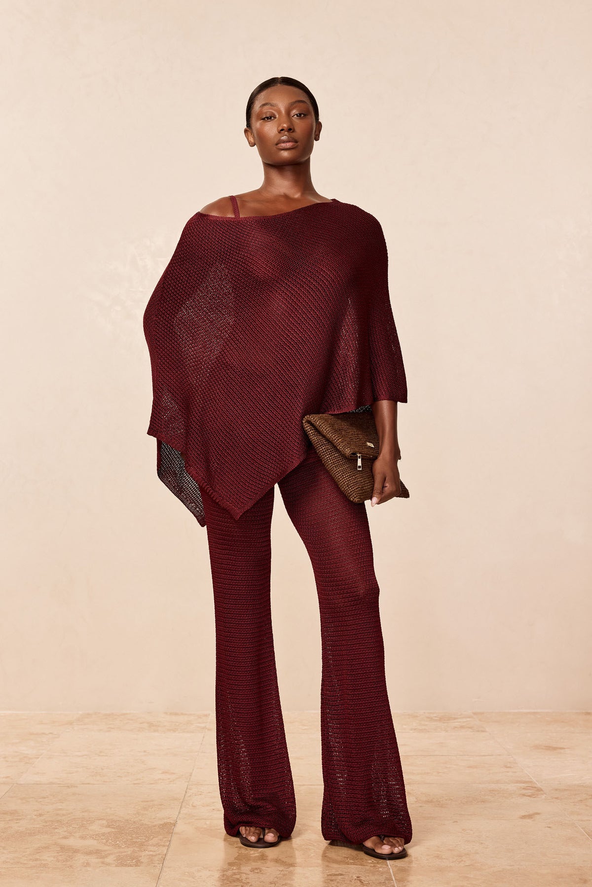 Low Rise Belize Pant - Deep Burgundy Treble Knit