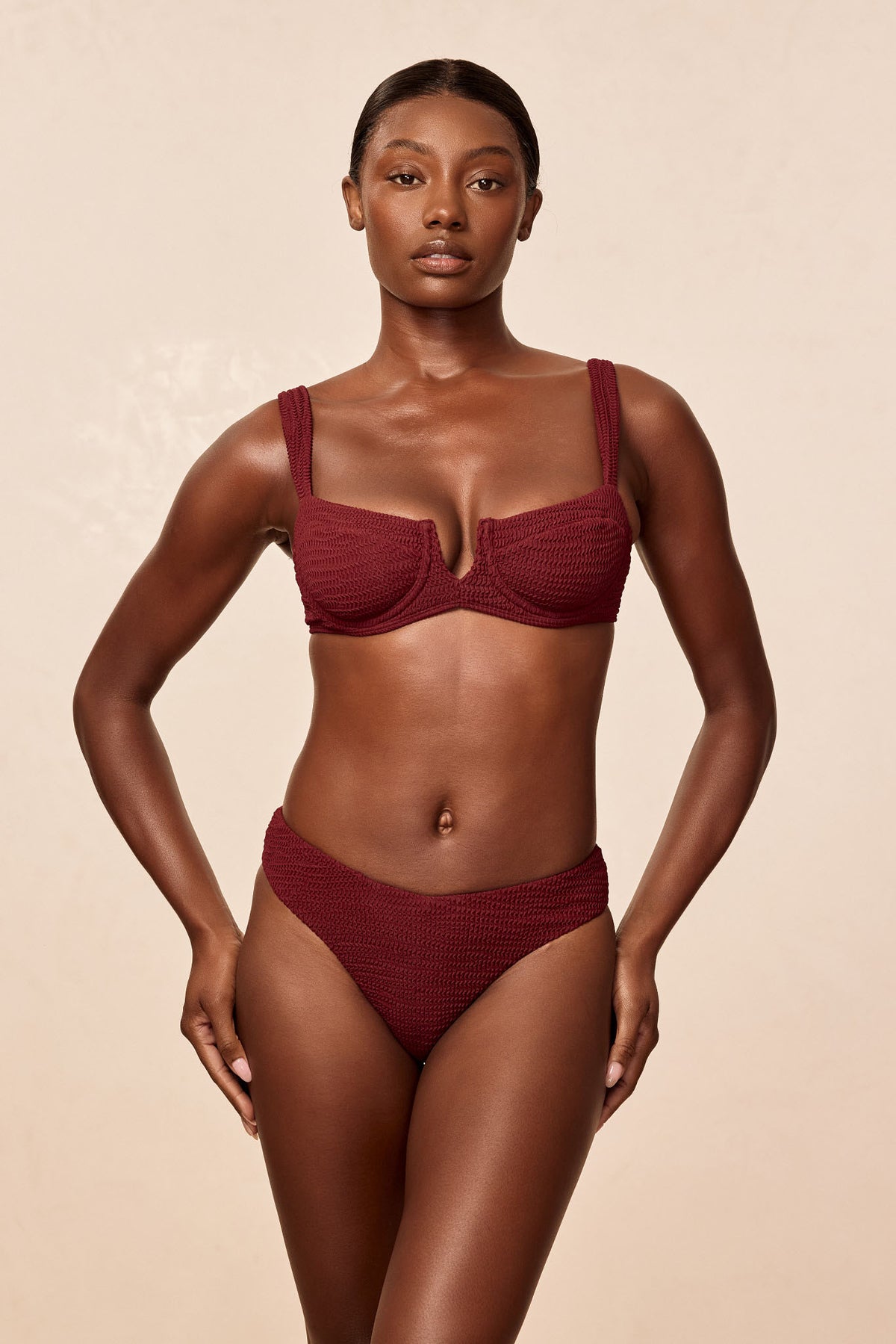 Clovelly Top - Deep Burgundy Crinkle
