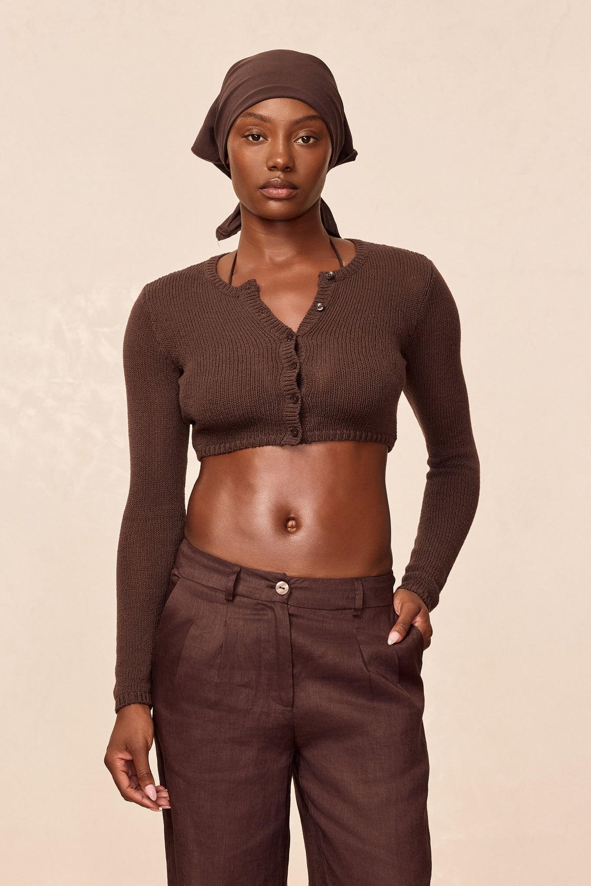 Genoa Cardigan - Espresso Open Knit