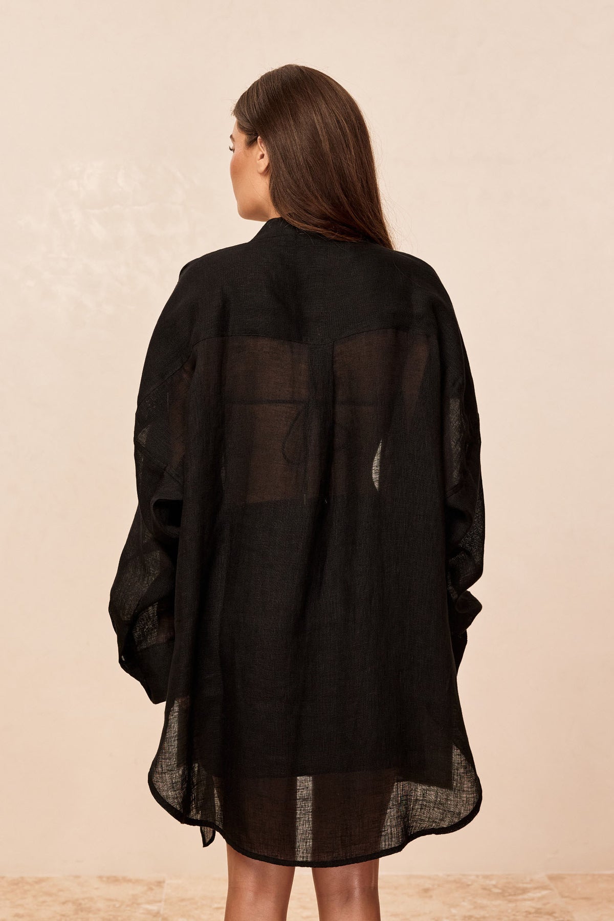Barcelona Tunic - Black Crinkle Linen