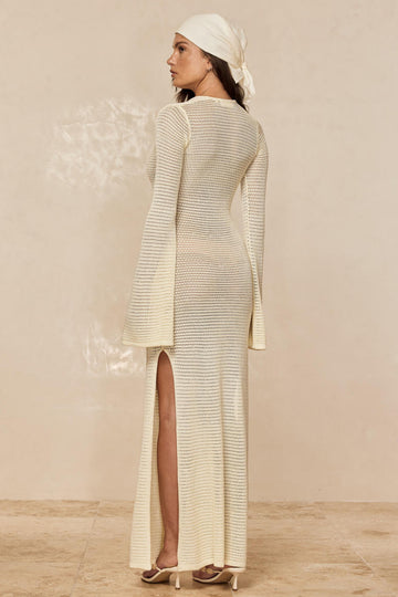 Montego Dress - Ivory Shiny Treble Knit