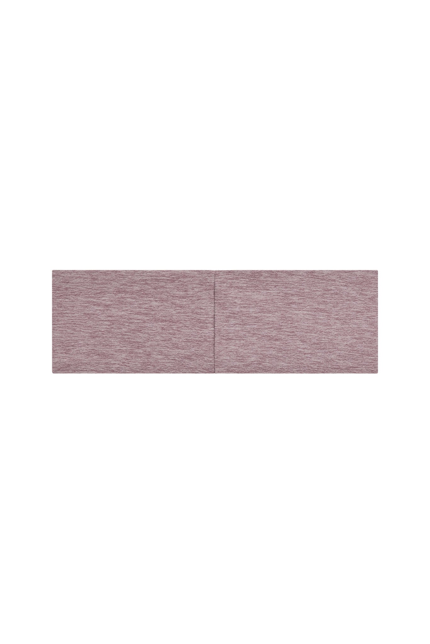 Upholstered two-panel rectangular headboard in heathered mauve fabric.