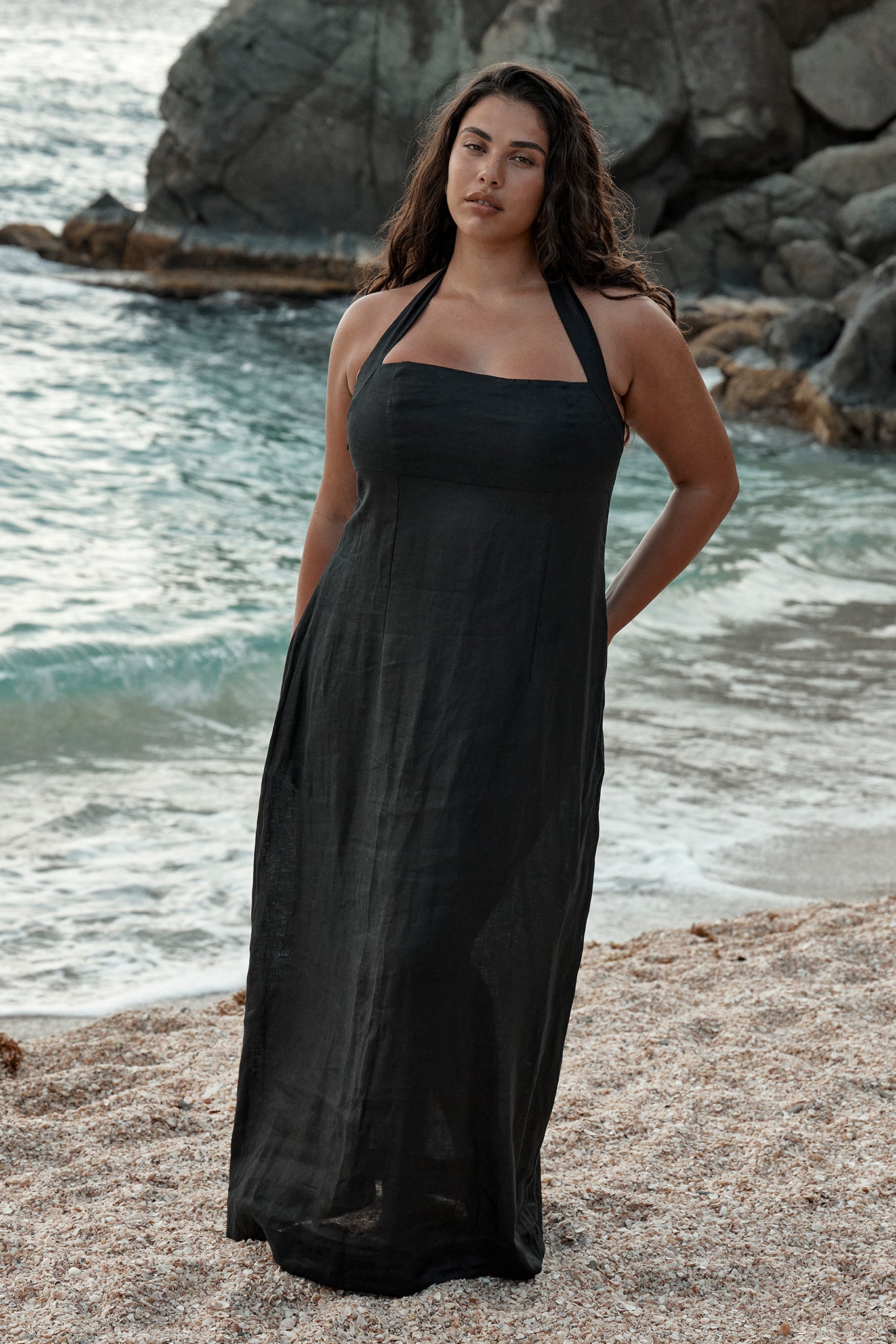 Montserrat Dress - Black Linen Black Linen / P Montserrat Dress - Black Linen Black Linen / P