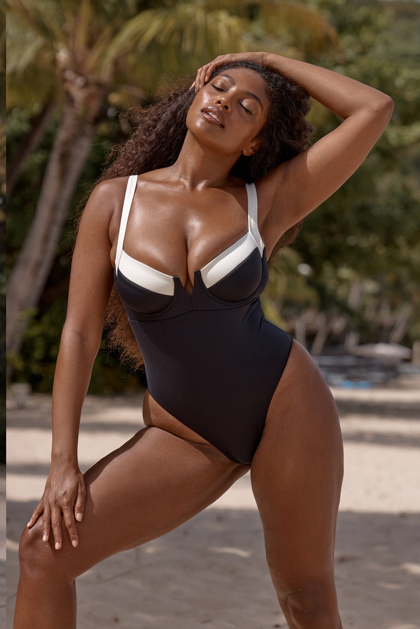 mature one piece swim suite Clovelly One Piece - Black/Ivory – Monday Swimwear